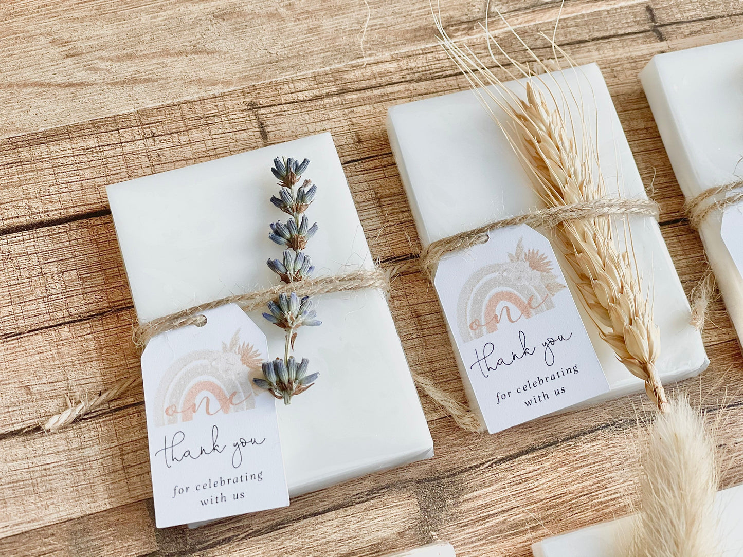 Pink Boho Rainbow 1st Birthday Soap Favors Set of 8