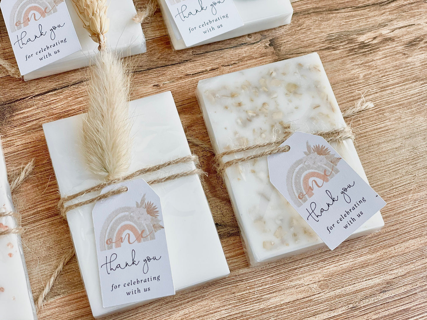 Pink Boho Rainbow 1st Birthday Soap Favors Set of 8