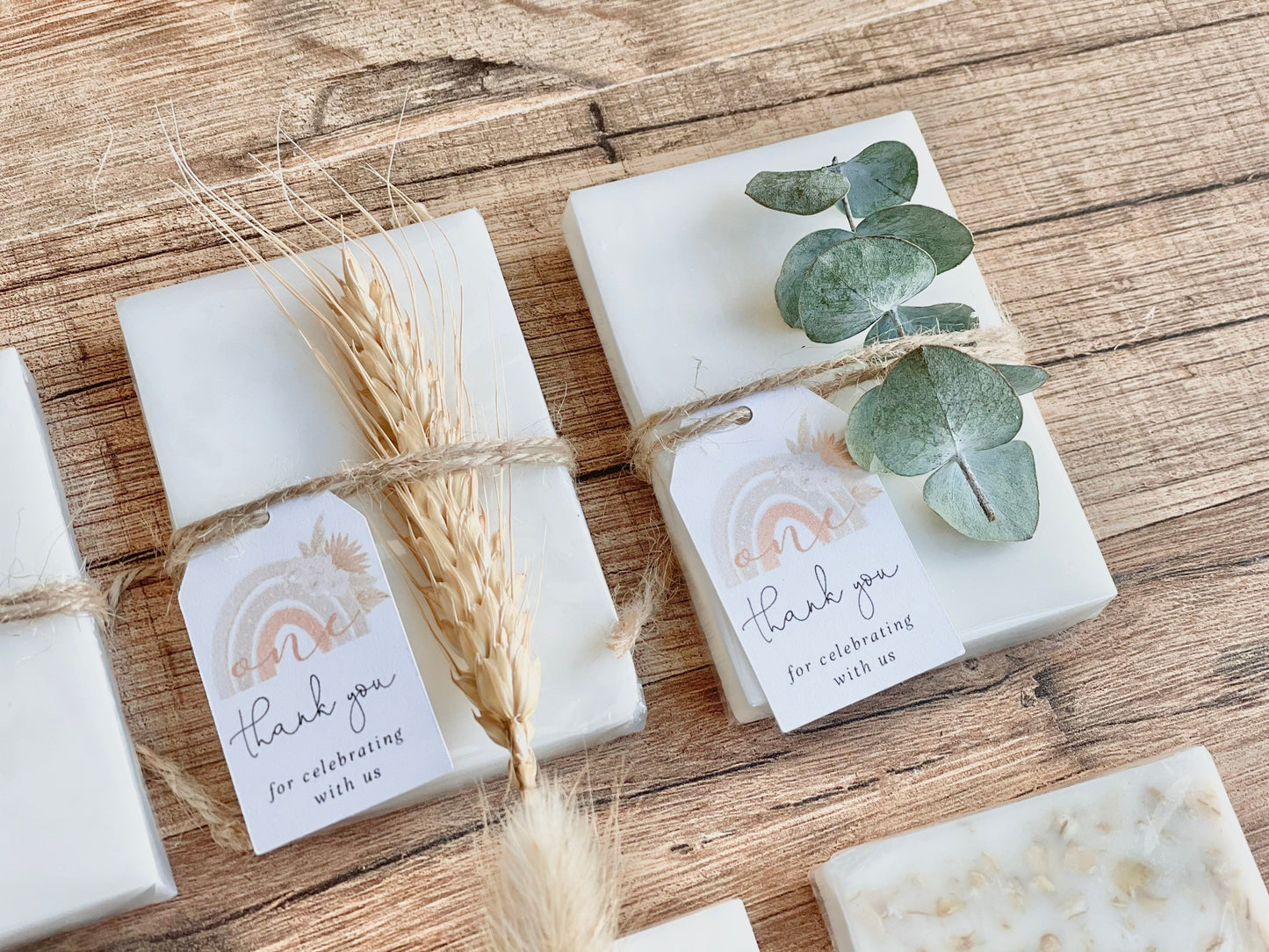 Pink Boho Rainbow 1st Birthday Soap Favors Set of 8