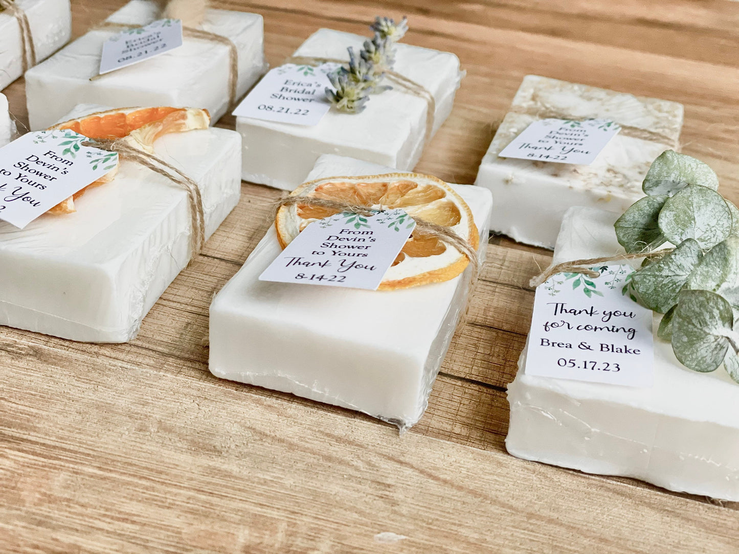 Essential Oil Soap Bridal Shower Soap Favors for Guests with Greenery Tag set of 8