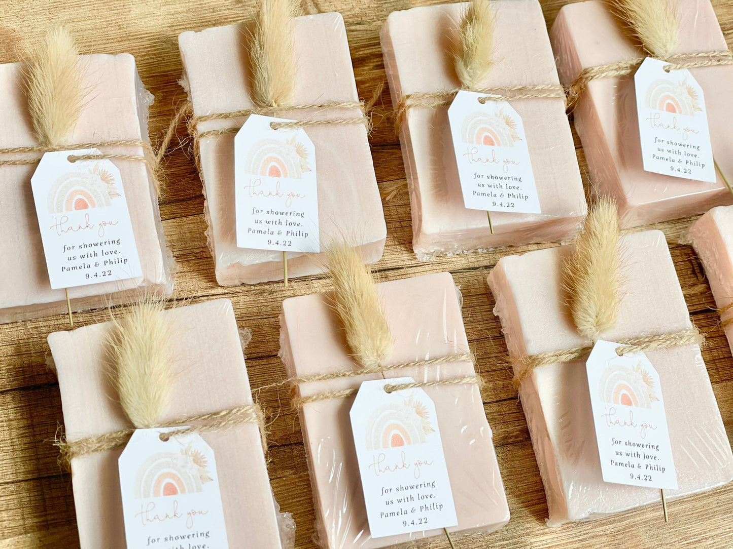 Pink Boho Rainbow Girl Baby Shower Soap Favors set of 8