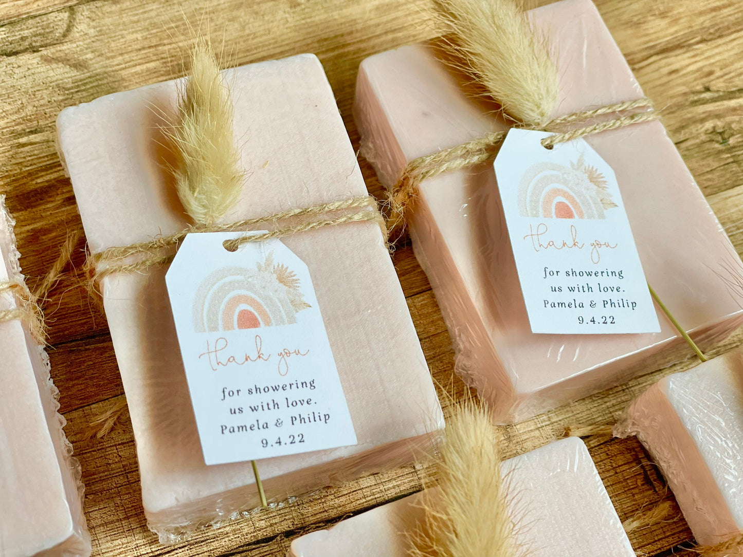 Pink Boho Rainbow Girl Baby Shower Soap Favors set of 8