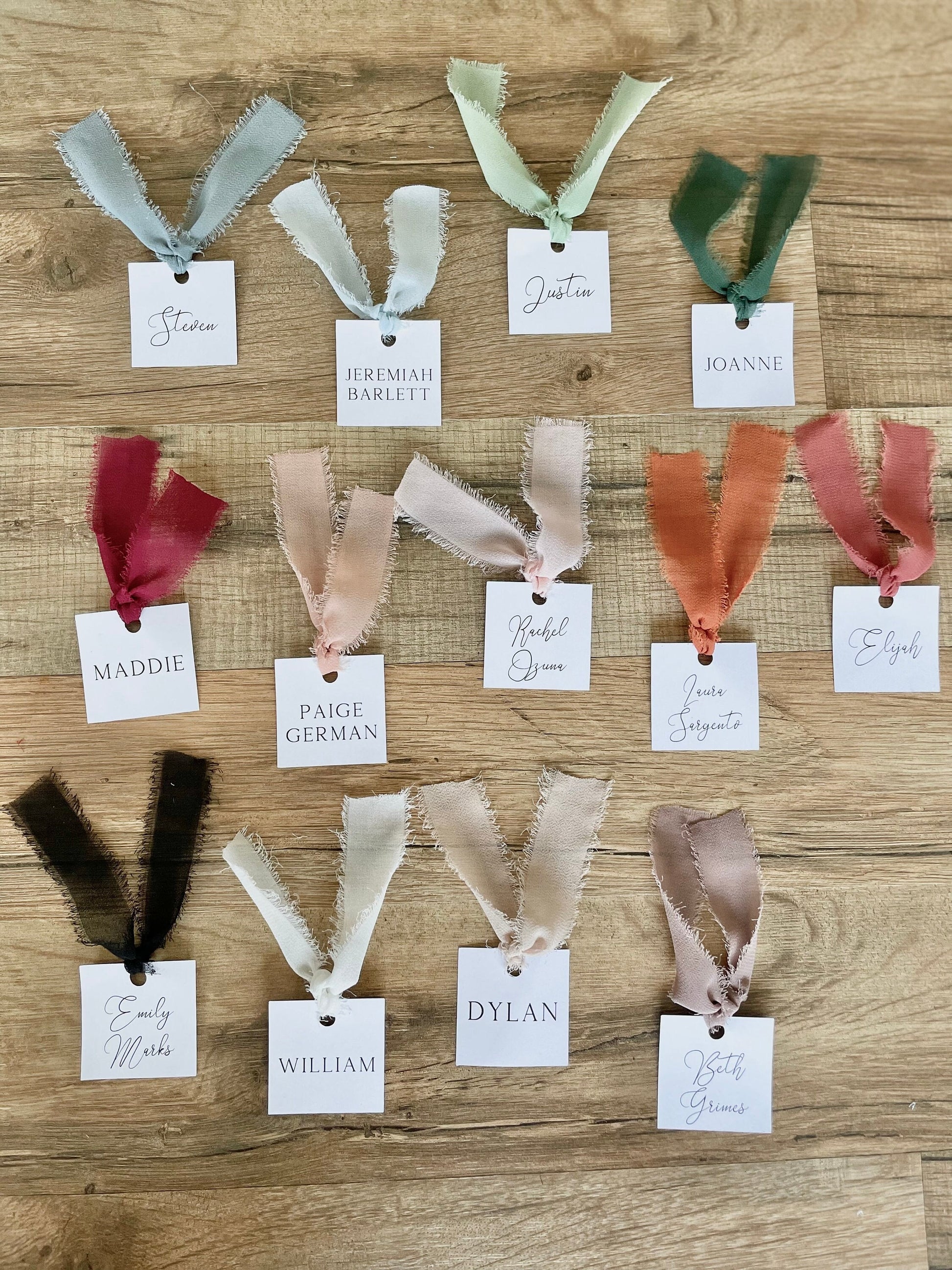 Custom Name Tags Wedding Place Cards Printed with Ribbon