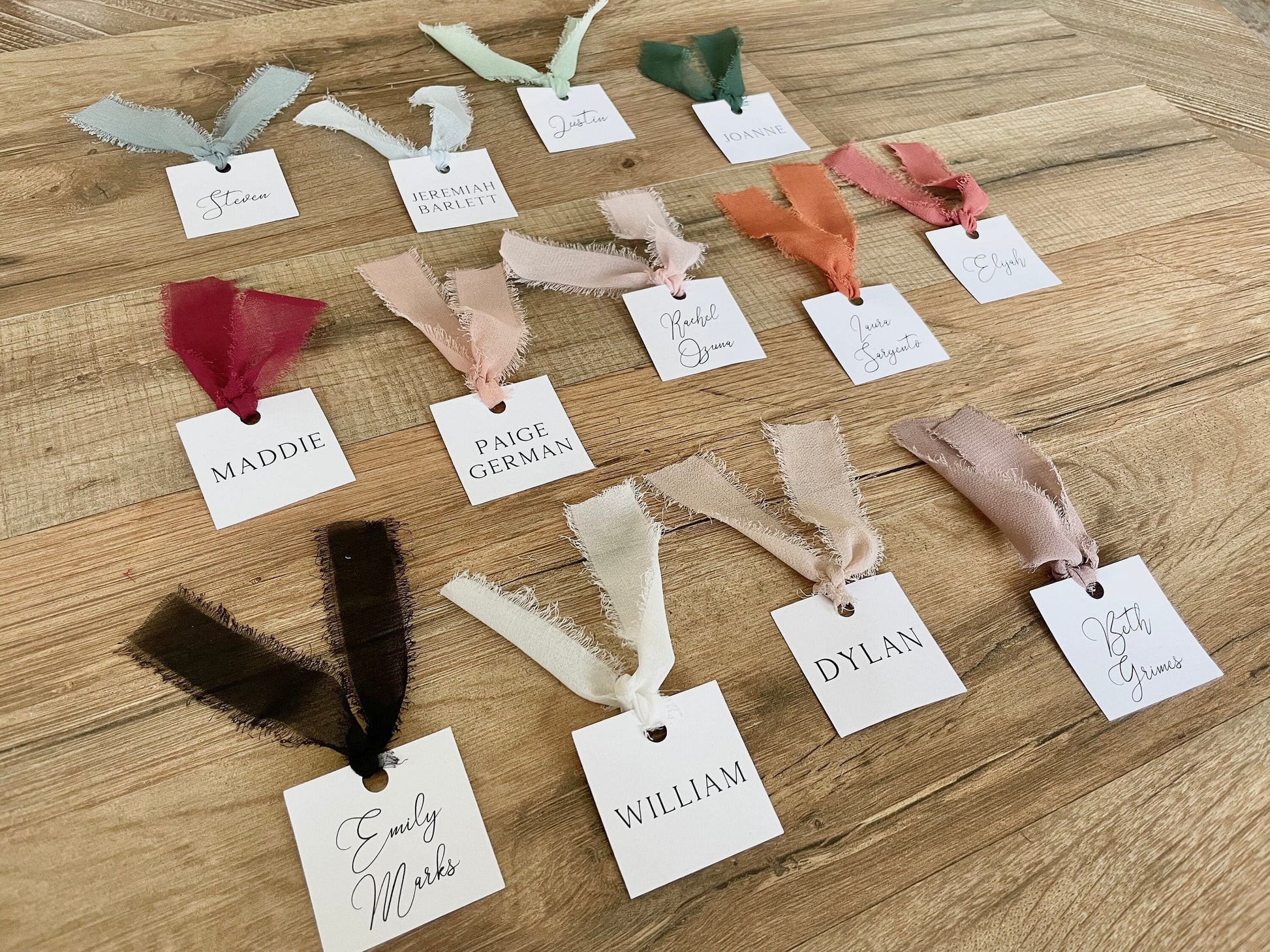 Custom Name Tags Wedding Place Cards Printed with Ribbon
