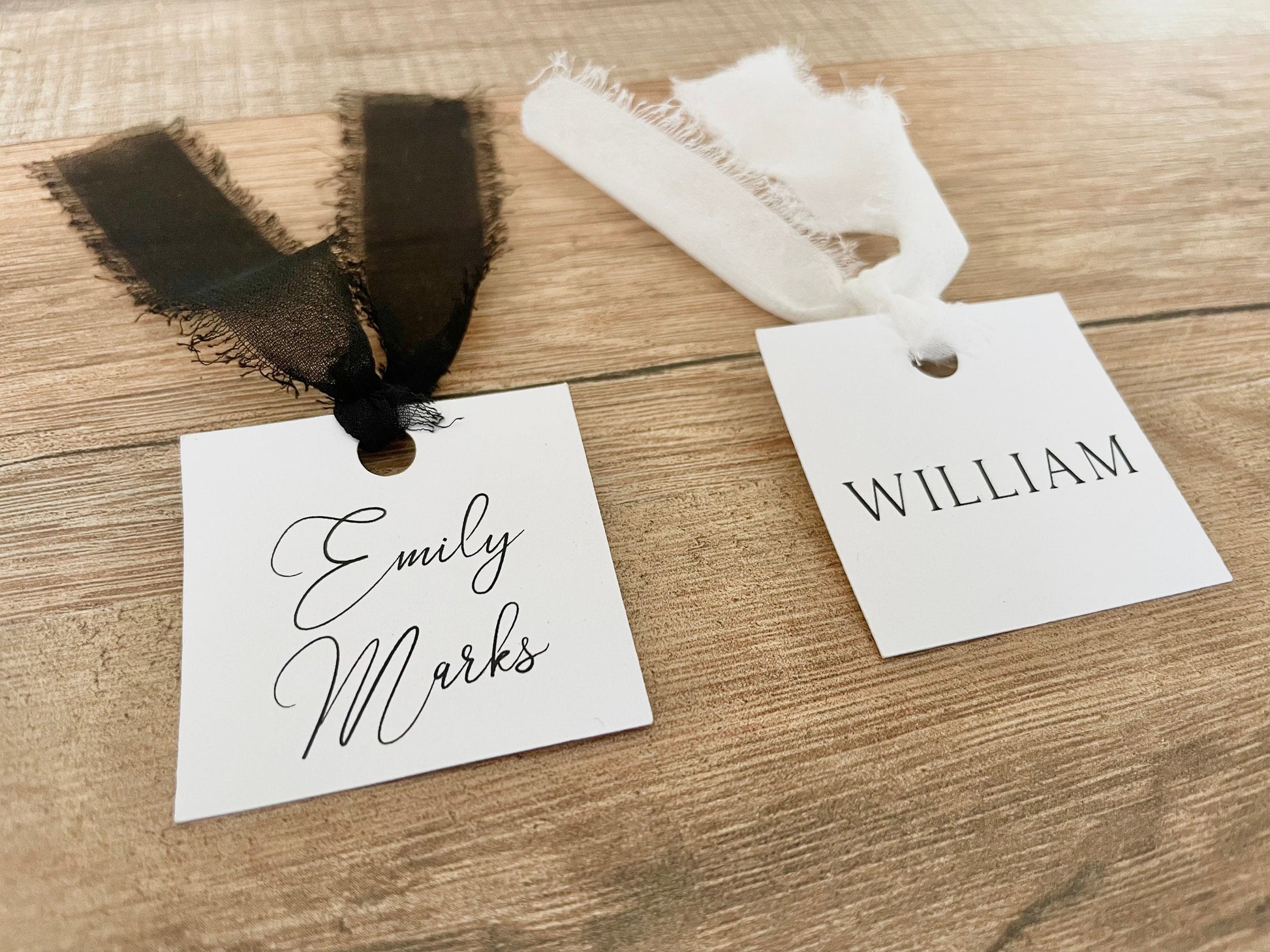 Custom Name Tags Wedding Place Cards Printed with Ribbon