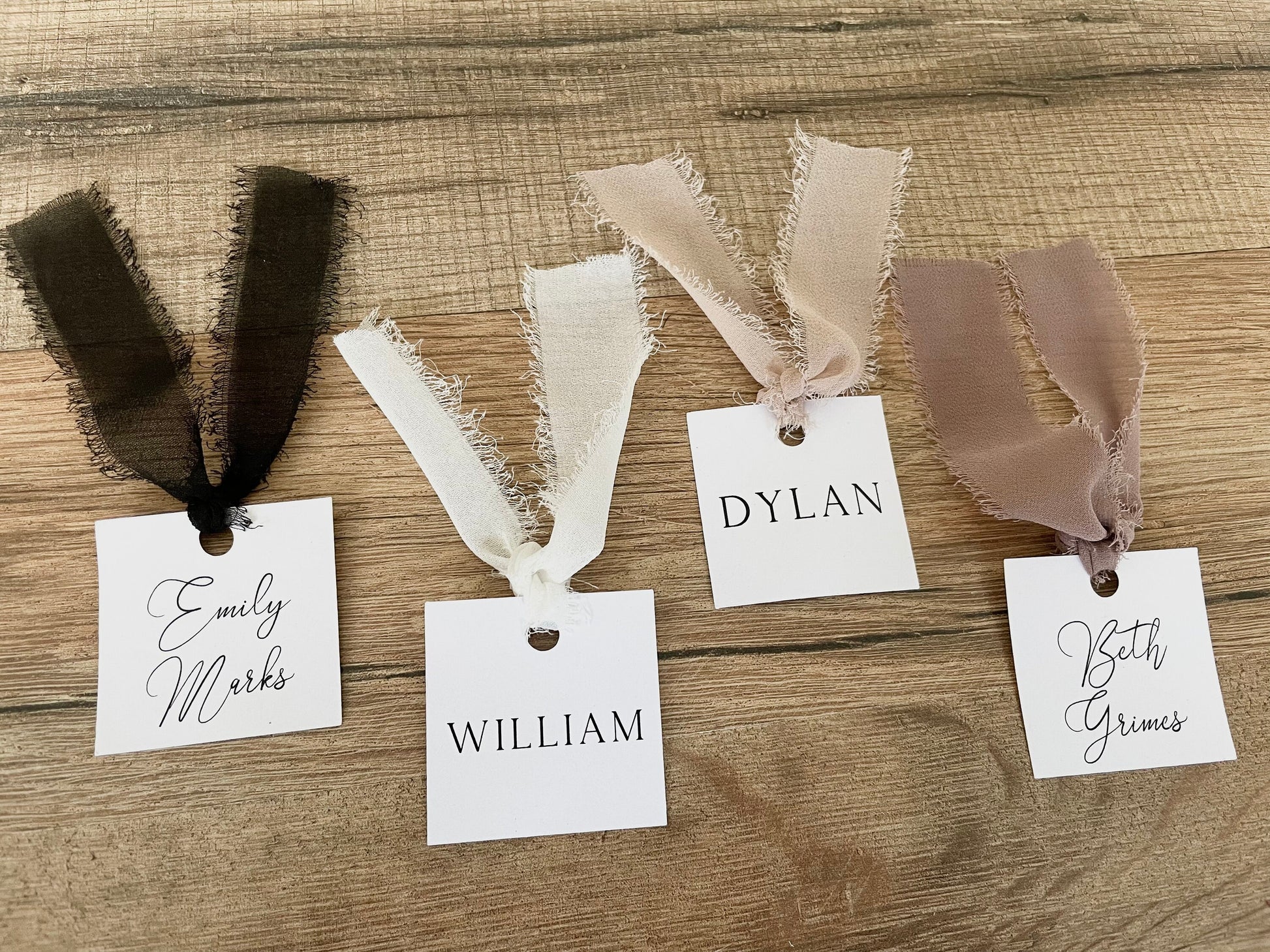 Custom Name Tags Wedding Place Cards Printed with Ribbon