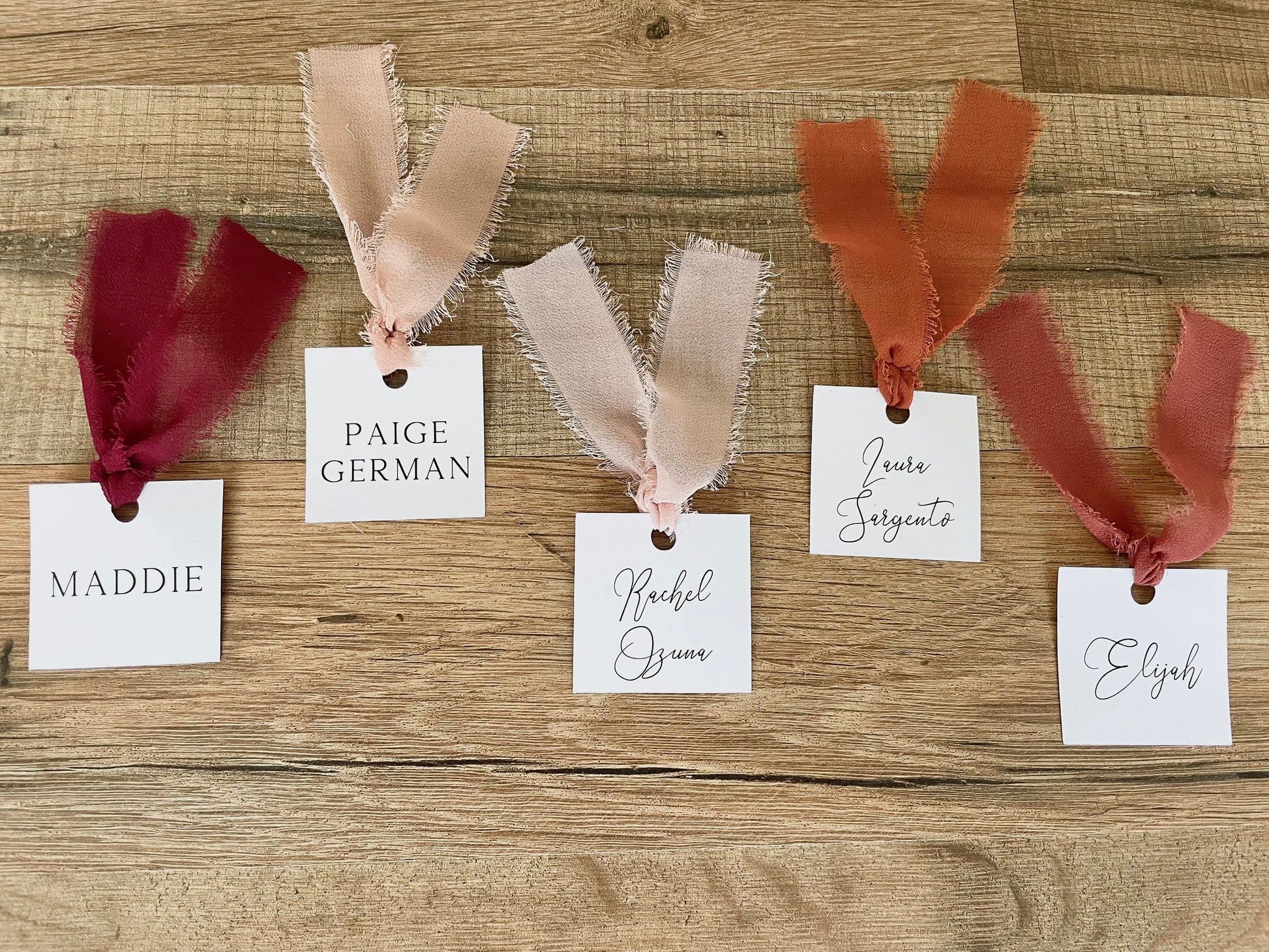 Custom Name Tags Wedding Place Cards Printed with Ribbon