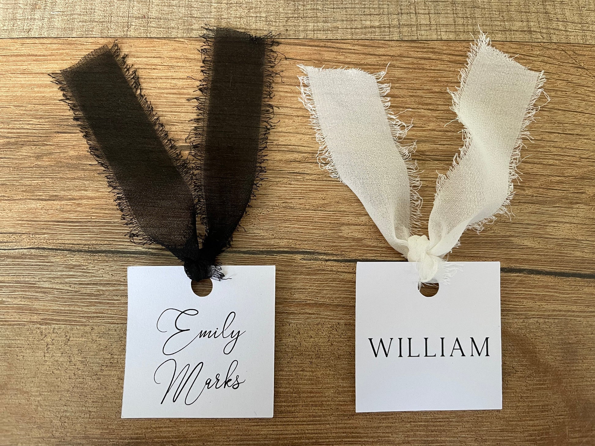 Custom Name Tags Wedding Place Cards Printed with Ribbon
