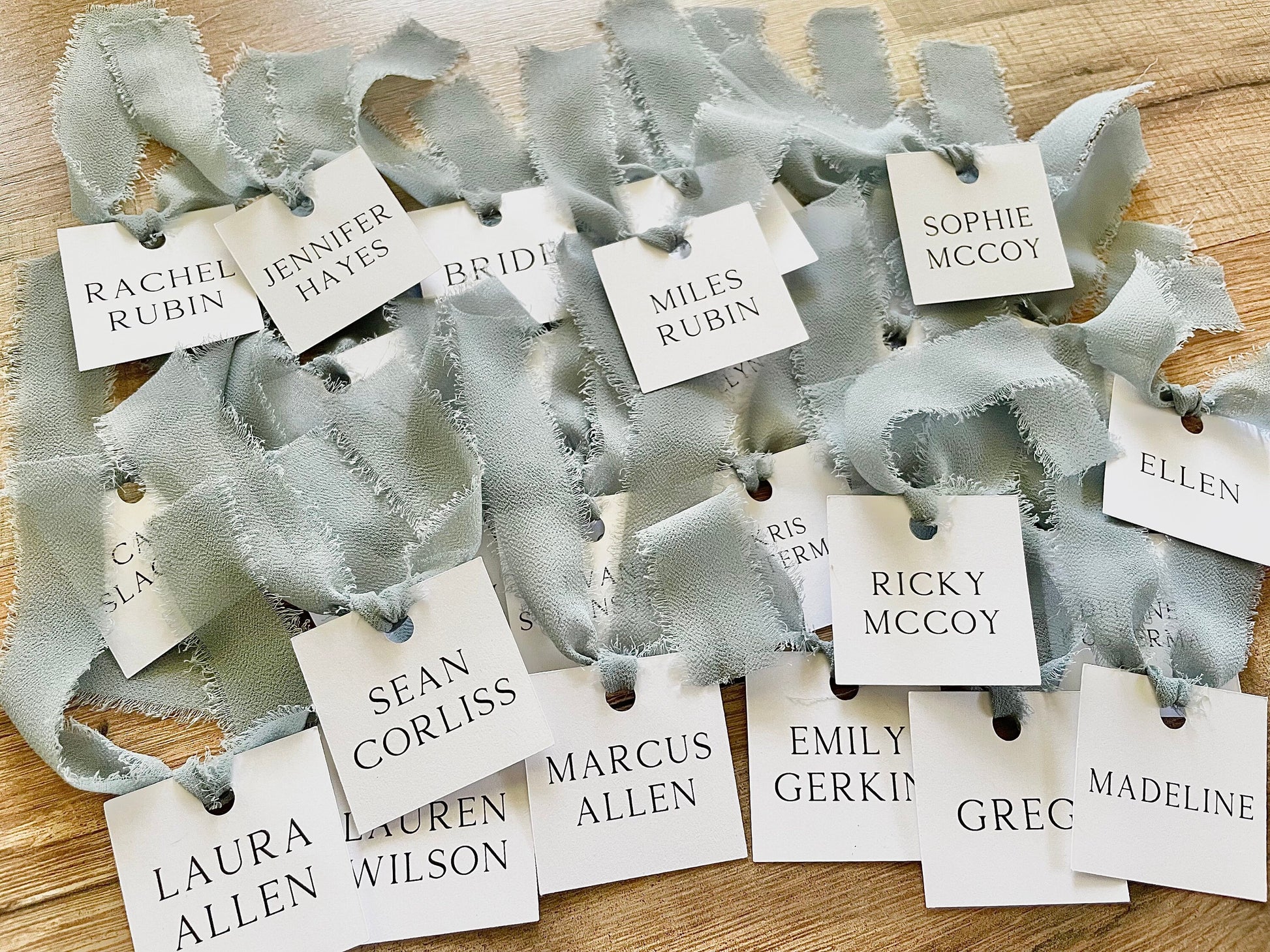 Custom Name Tags Wedding Place Cards Printed with Ribbon