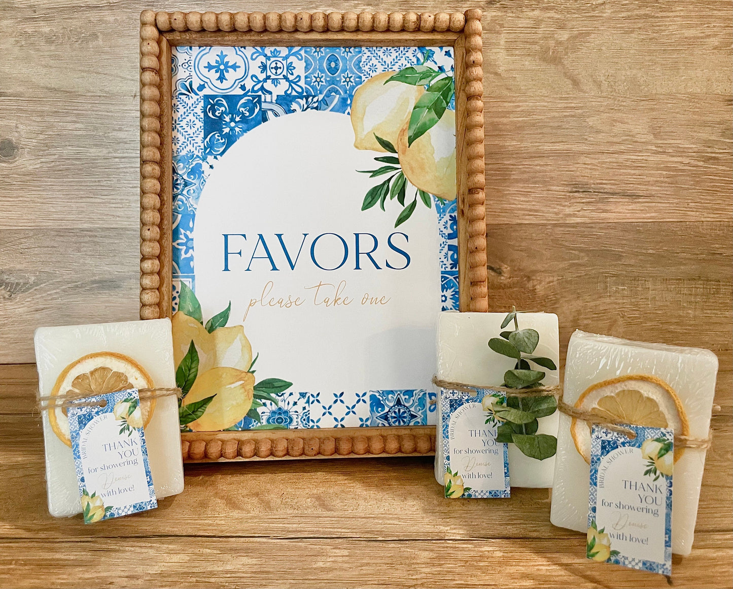 Amalfi Italy Greece Lemon Bridal Shower Soap Favors for Guests, Personalized Shower Favors, Set of 8 Favors
