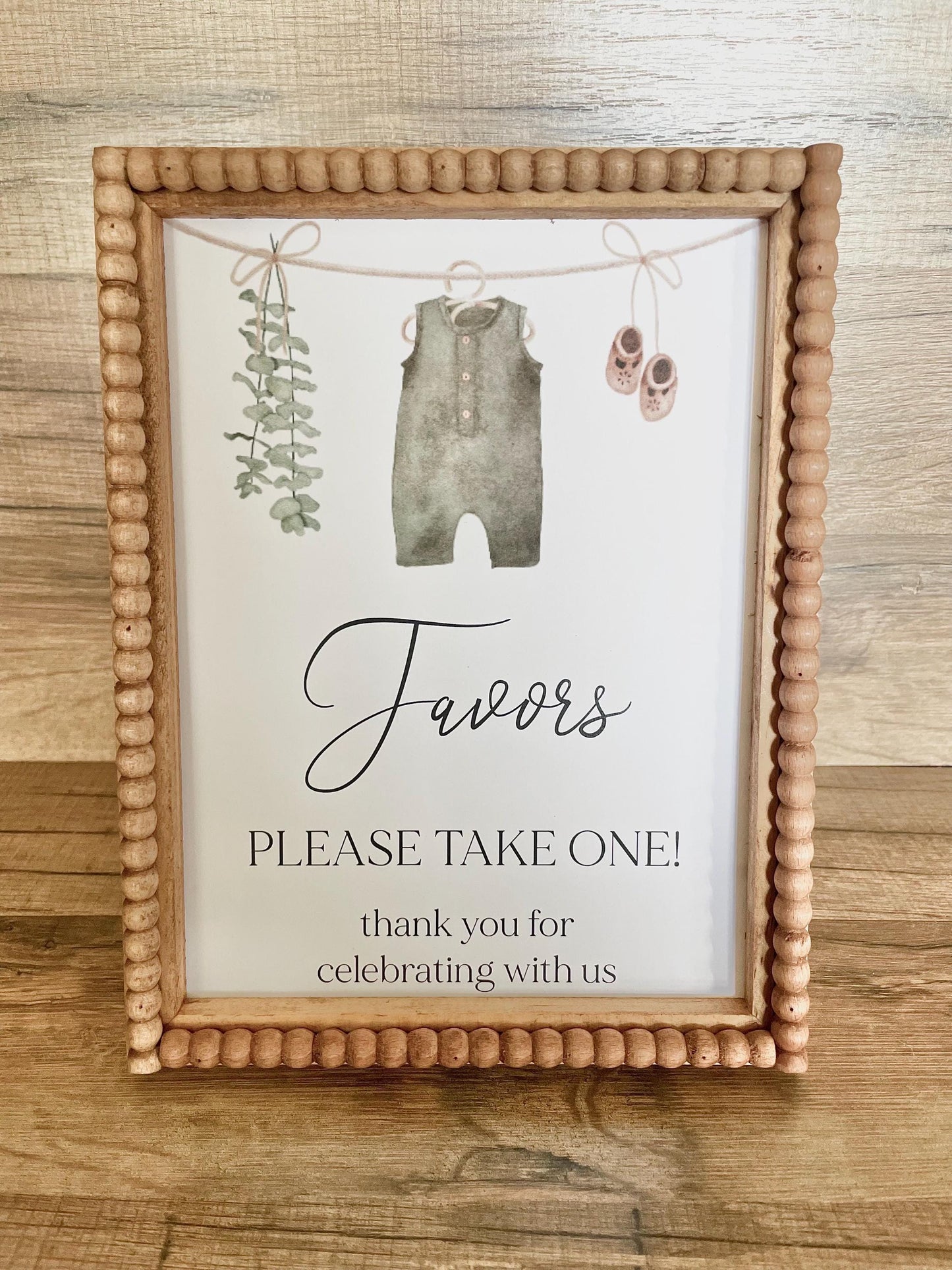 Printed Favor Sign for Gender Neutral Baby Shower Favors