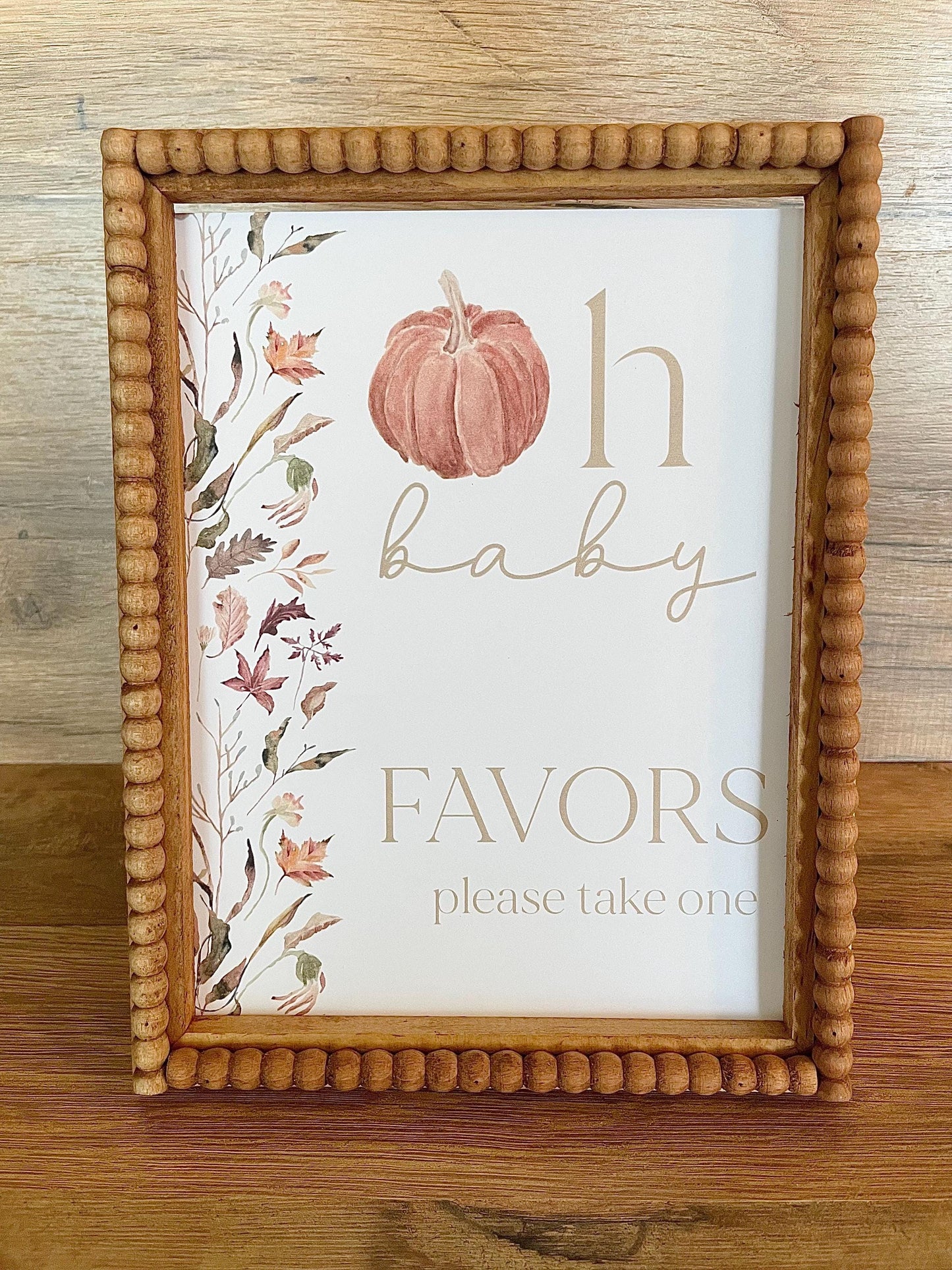 Printed Favor Sign for Fall Pumpkin Baby Shower