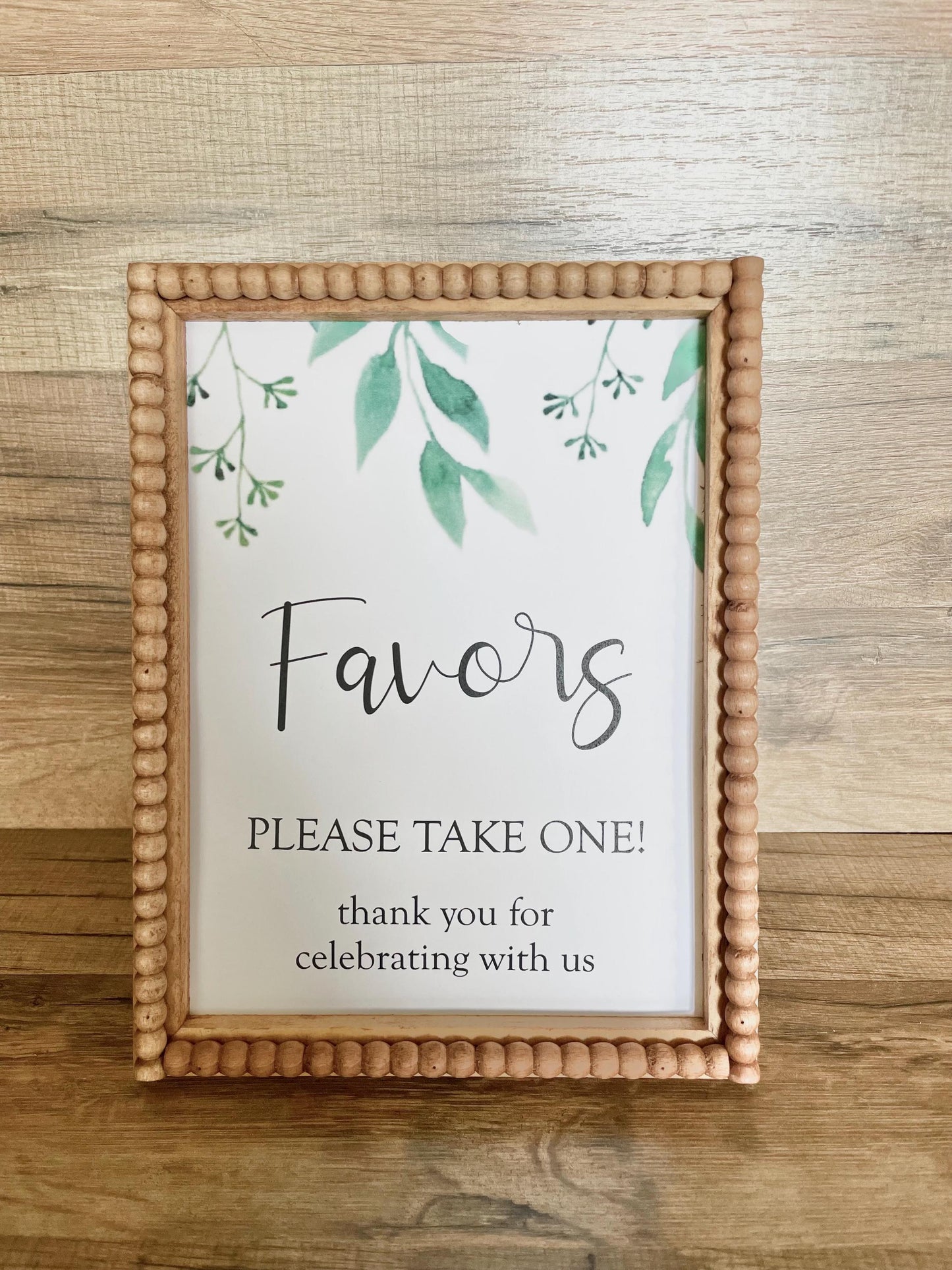 Printed Favor Sign for Eucalyptus Greenery Bridal Shower Wedding Baby Shower
