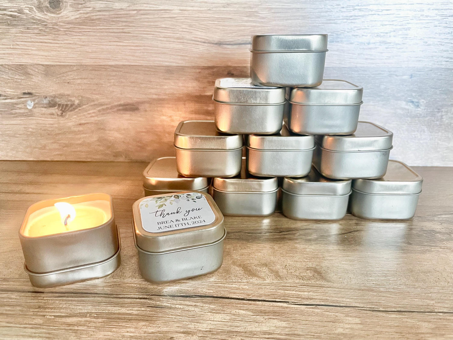 Gold Mini Personalized Candle Bridal Shower Wedding Favors