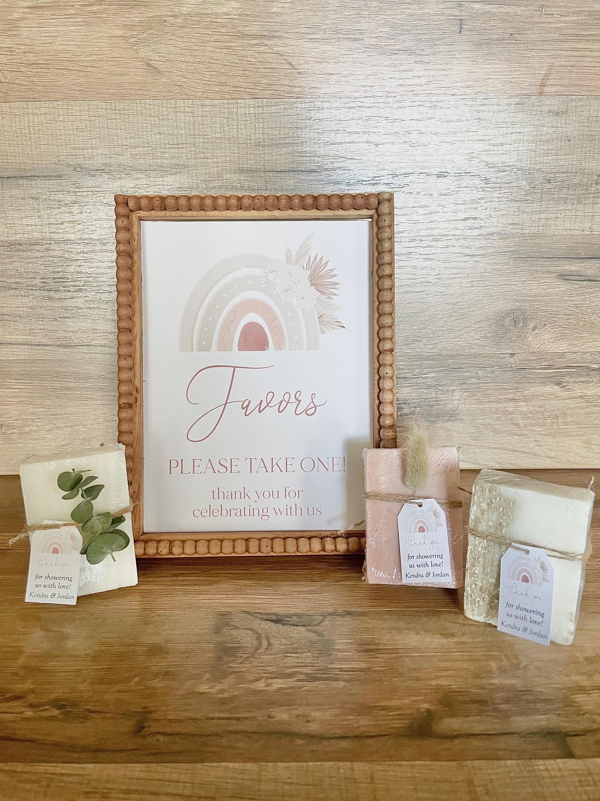 Printed Favor Sign for Pink Rainbow Boho Baby Shower Favors