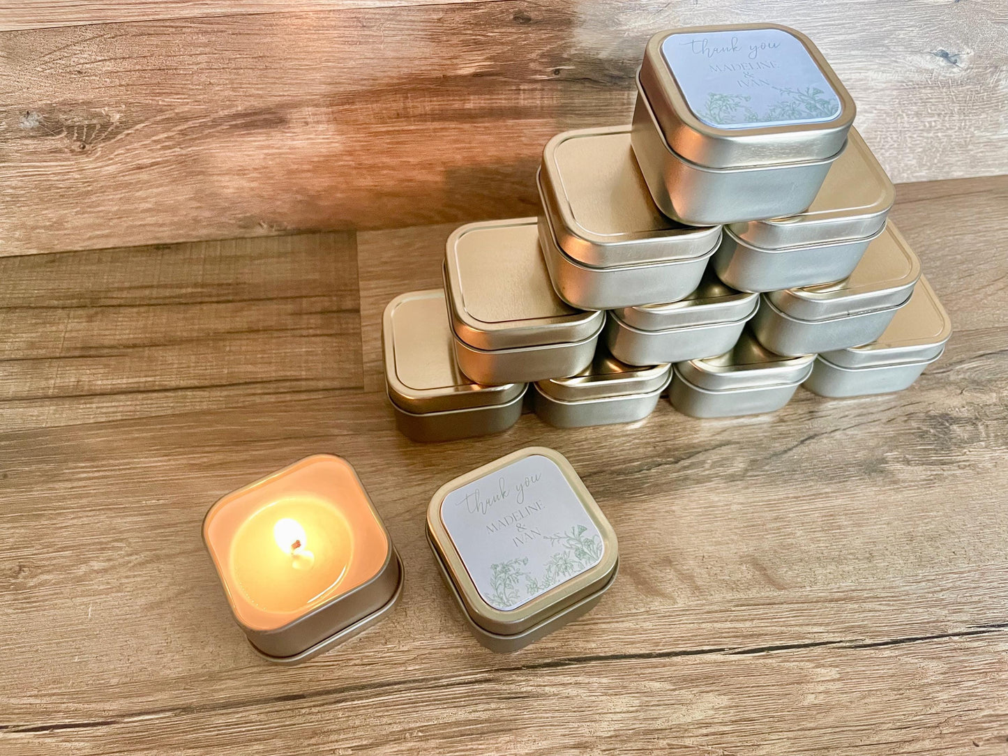 Gold Mini Candle, Bridal Shower Favors for Guests, Candle Wedding Favors for Guests, Personalized Bulk Favors, Custom Wedding Candles