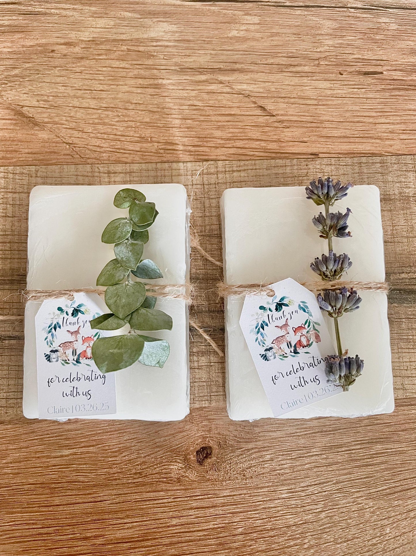 Woodland Baby Shower / Birthday Party Soap Favors Set of 8