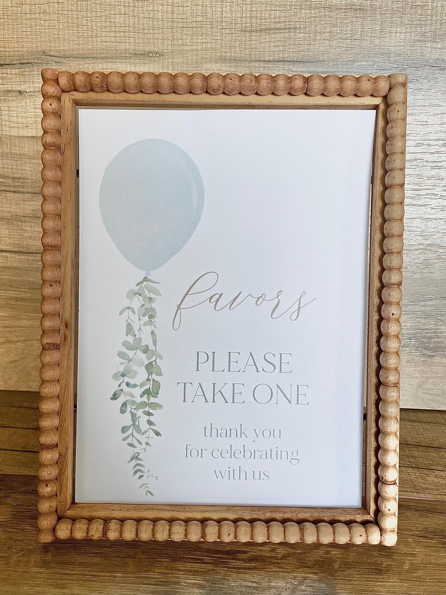 Printed Favor Sign for Boy Baby Shower Favors