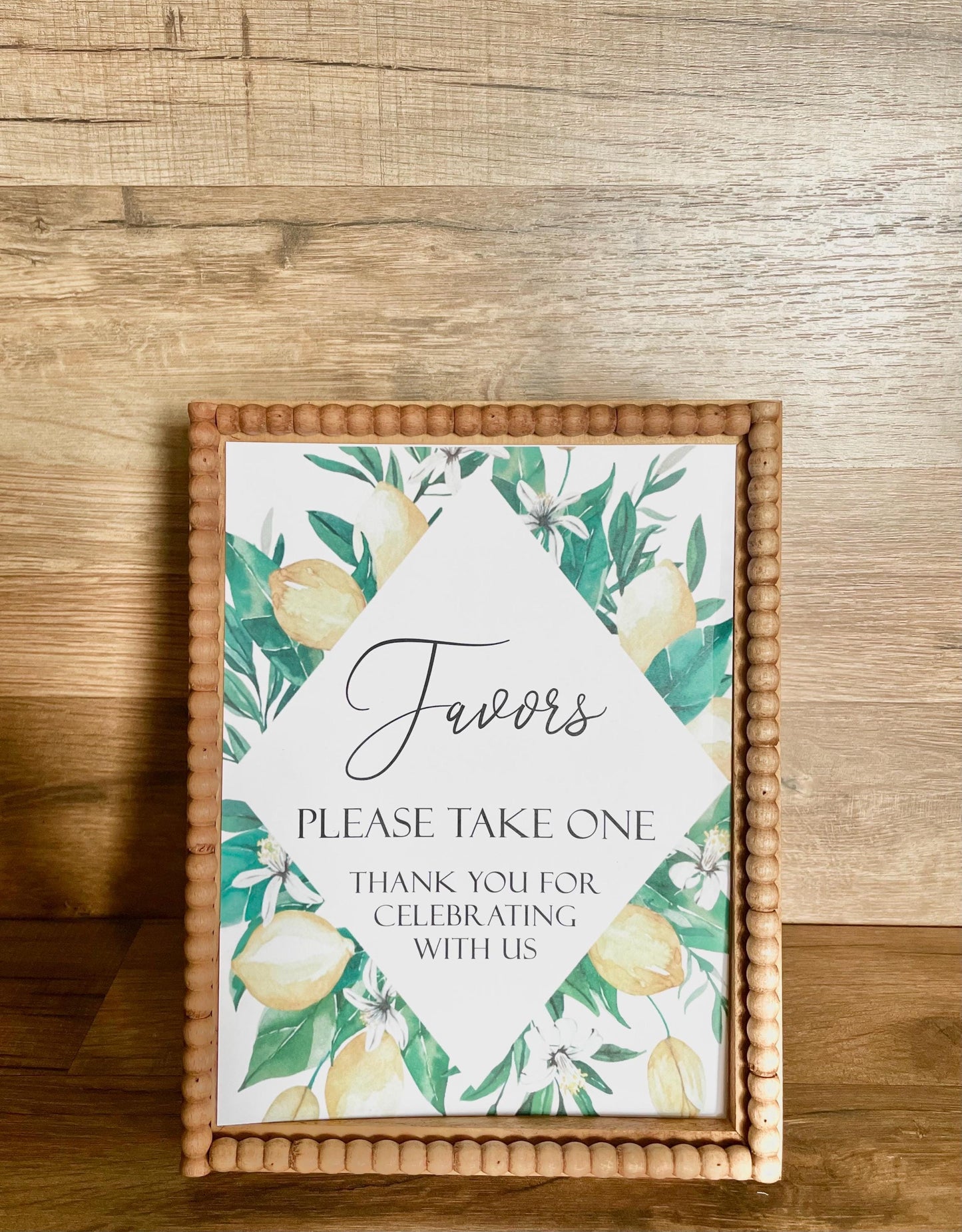 Printed Favor Sign for Lemon Bridal Shower