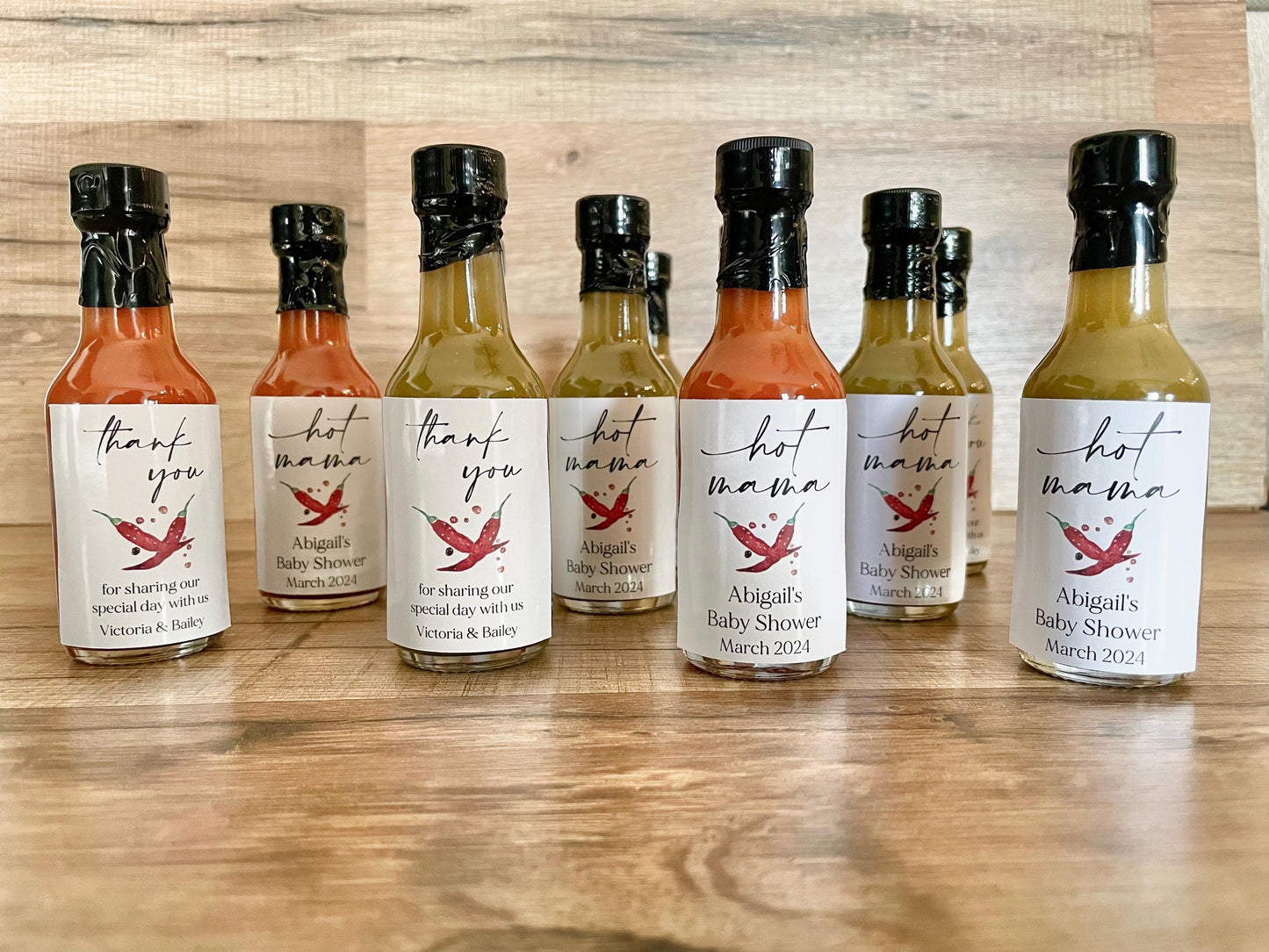 Personalized Mini Hot Sauce Baby Shower Favors