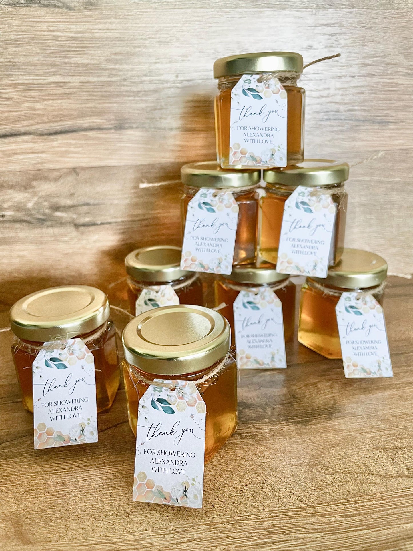 Mini Honey Jar Wedding Favors: Personalized Bridal Shower Gift