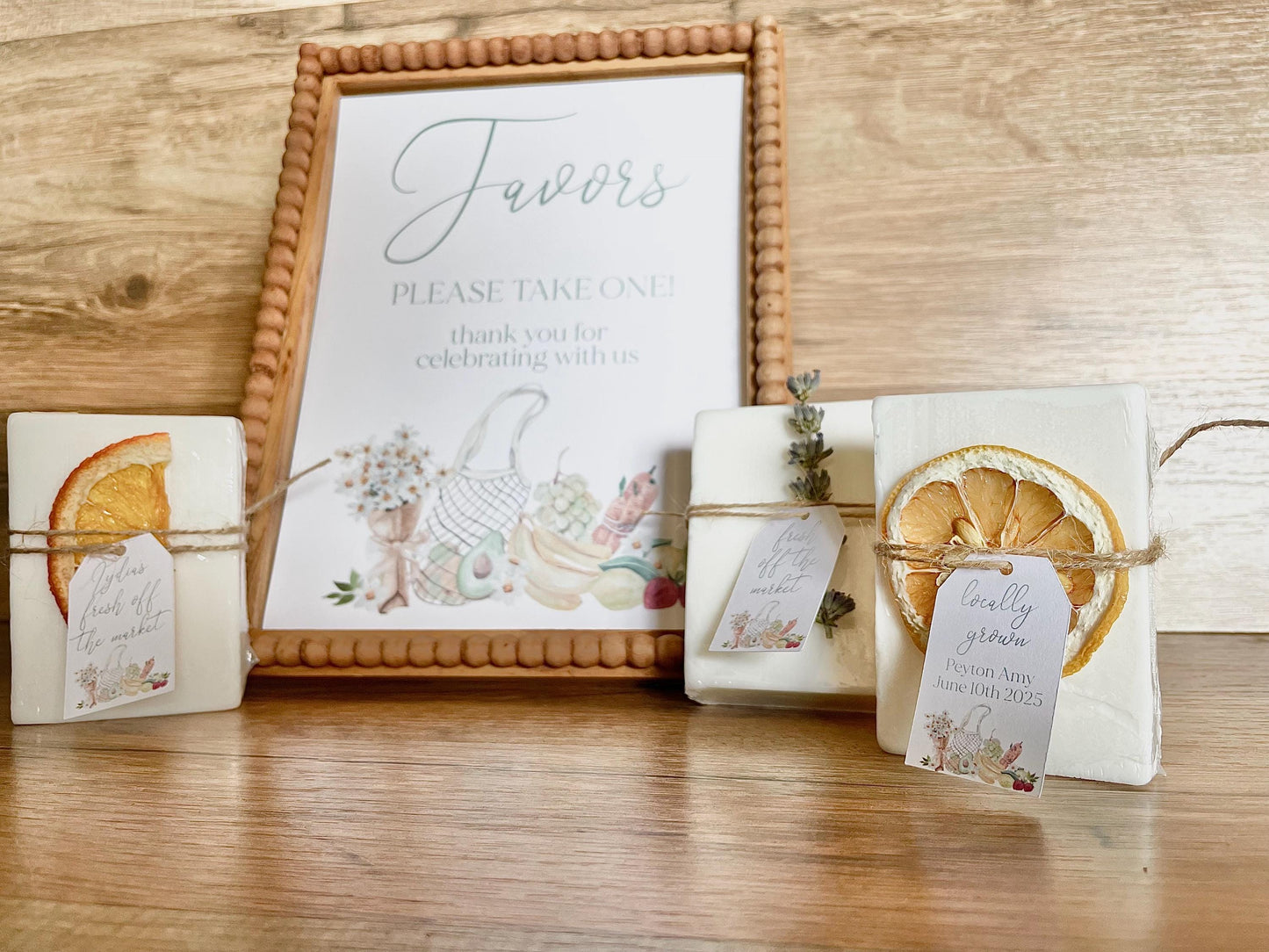Fresh off the market bridal shower favors, locally grown baby shower handmade soap favors