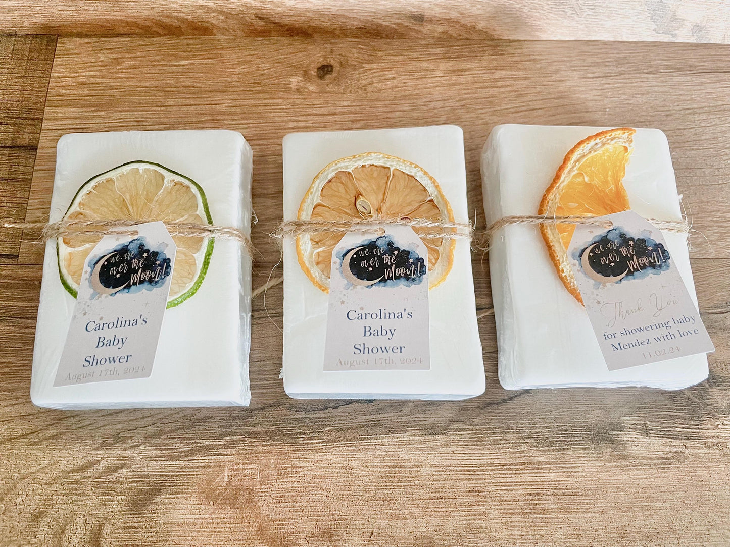 Over the Moon Baby Shower Favors - Gender Neutral Baby Shower Personalized Favors - Handmade Soap Bars with Essential Oils