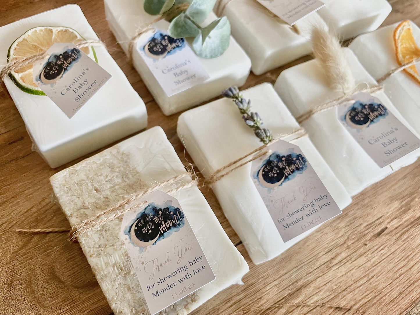 Over the Moon Baby Shower Favors - Gender Neutral Baby Shower Personalized Favors - Handmade Soap Bars with Essential Oils