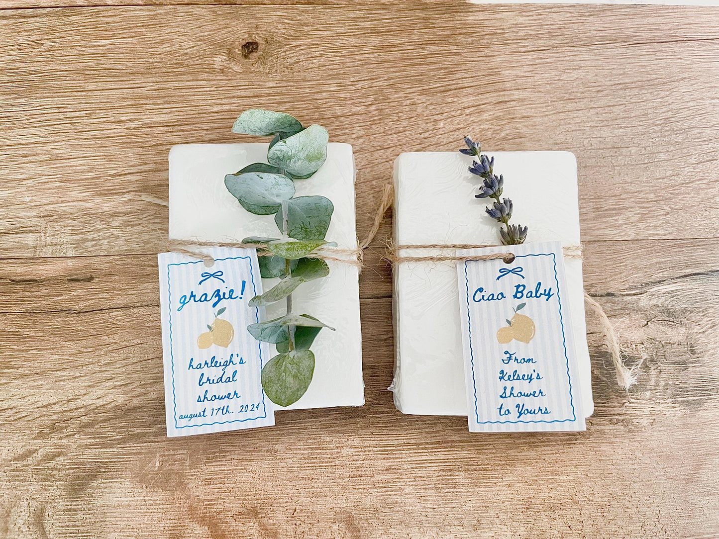 personalized Italy lemon themed bridal shower favors