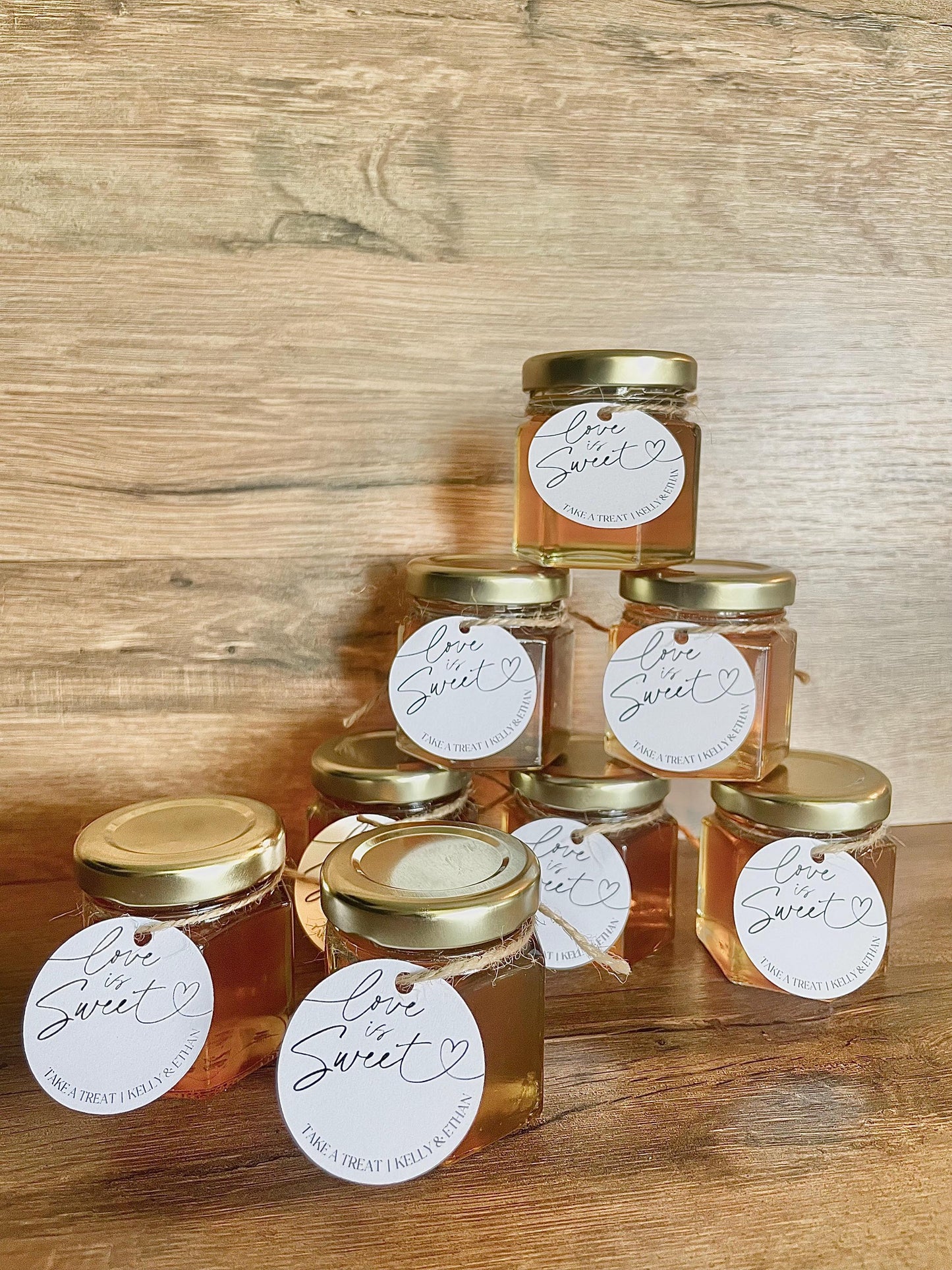 Mini Honey Jar Wedding Favors - Personalized Bridal Shower Favors for Guests - Love Is Sweet