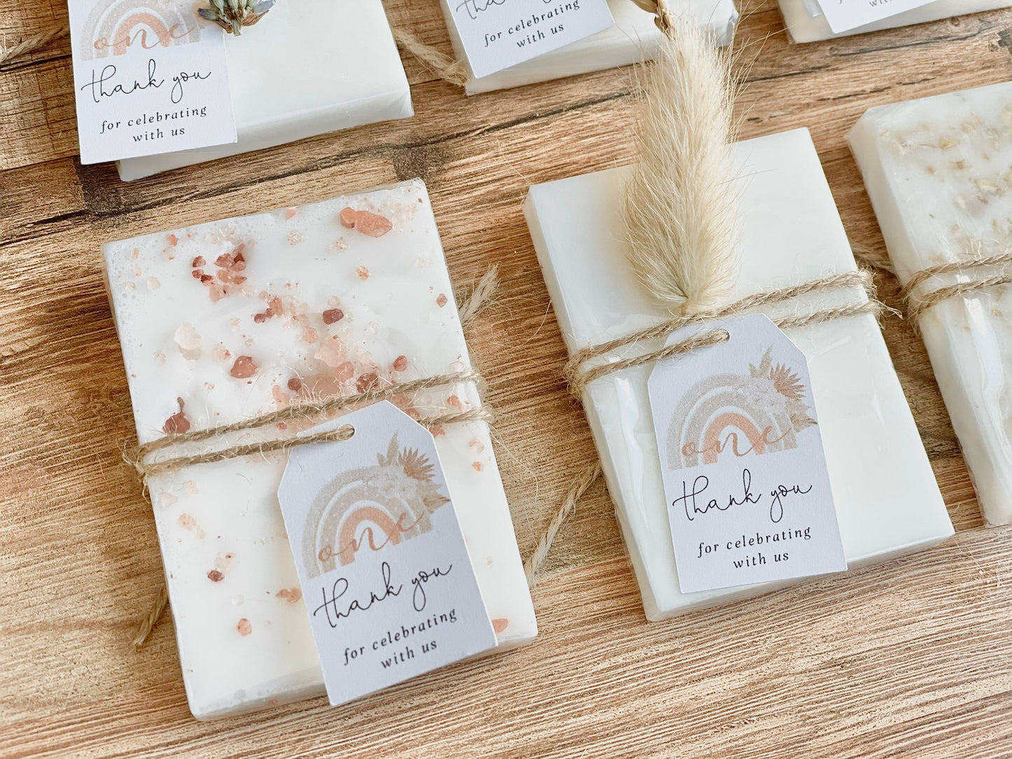 Pink Boho Rainbow 1st Birthday Soap Favors Set of 8