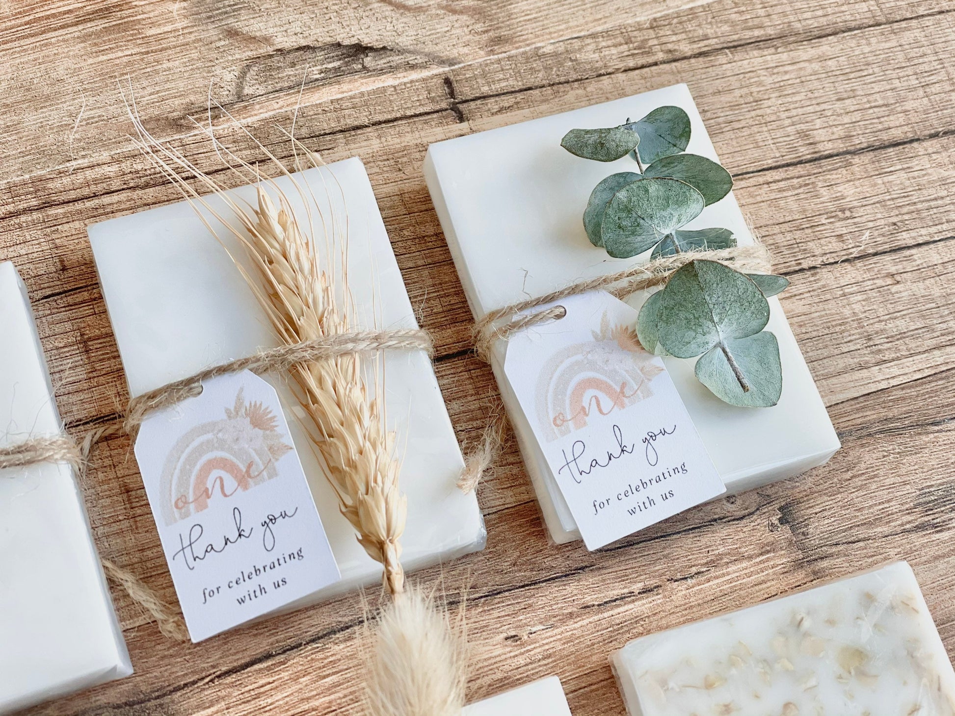 Pink Boho Rainbow 1st Birthday Soap Favors Set of 8