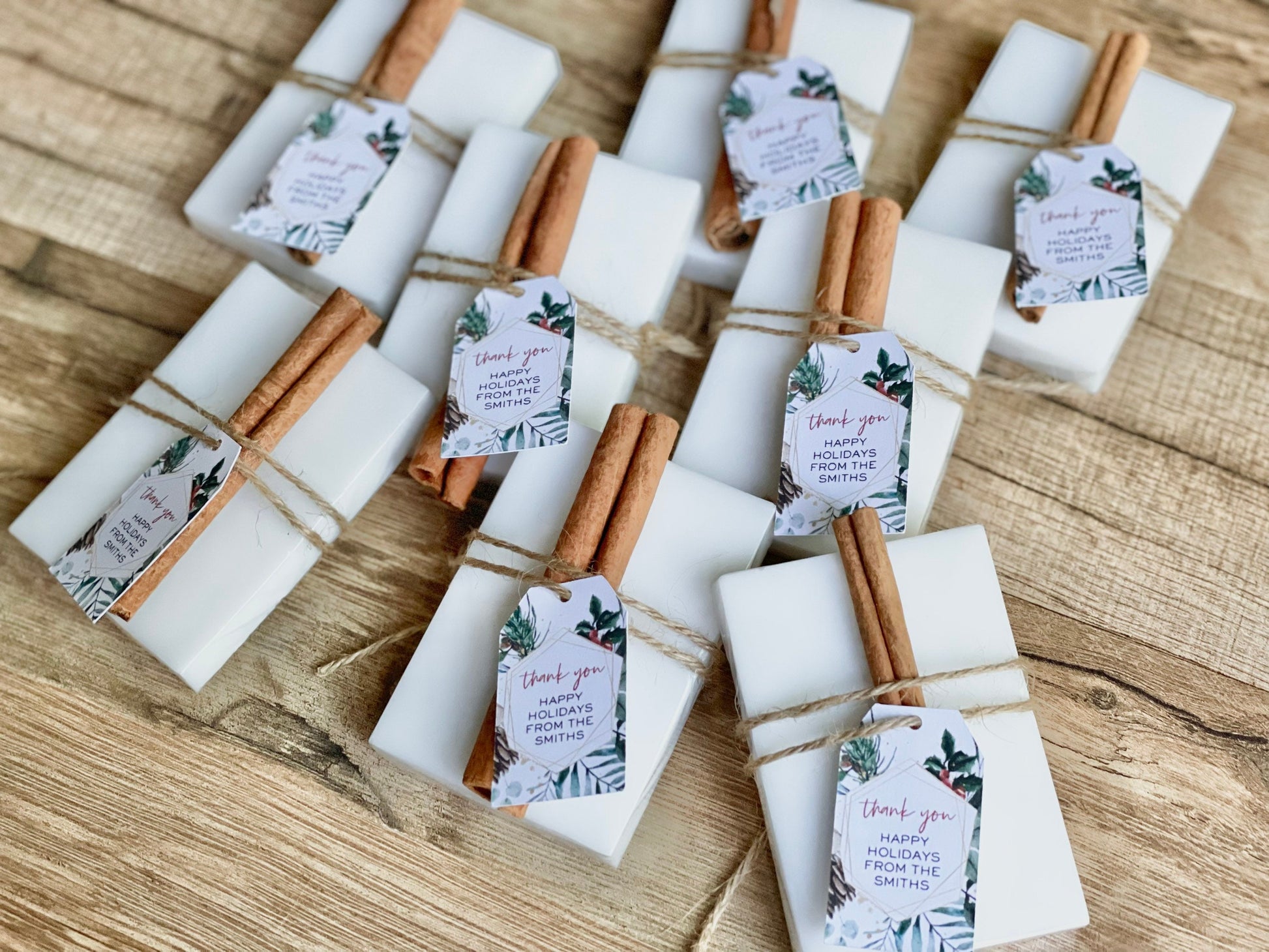 Personalized Christmas Soap Favors – Set of 8 Handmade Holiday Soaps | Stocking Stuffer Gifts | Christmas Party Favors