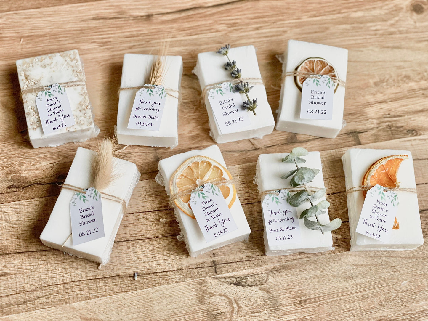 Essential Oil Soap Bridal Shower Soap Favors for Guests with Greenery Tag set of 8