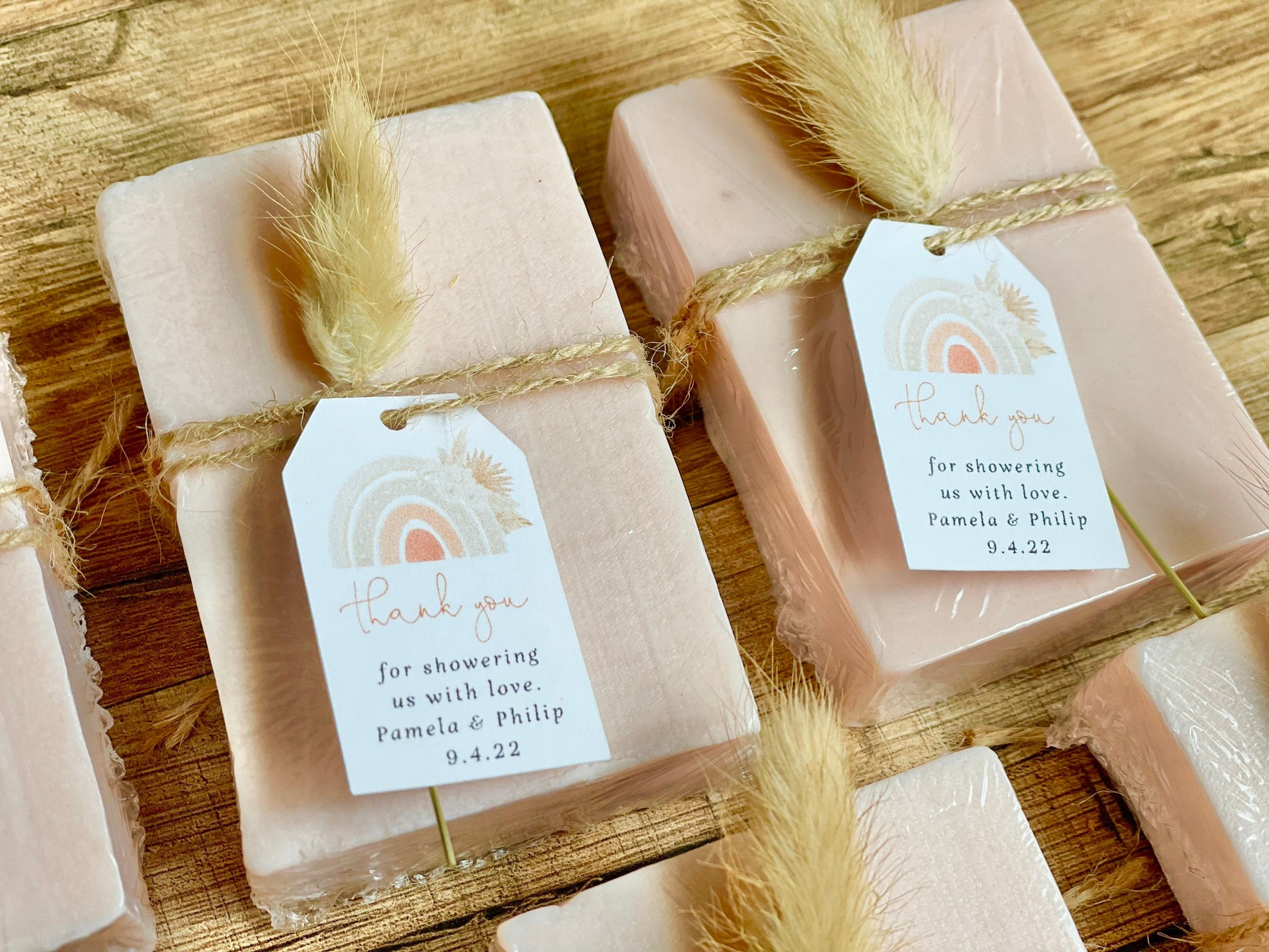 Pink Boho Rainbow Girl Baby Shower Soap Favors set of 8