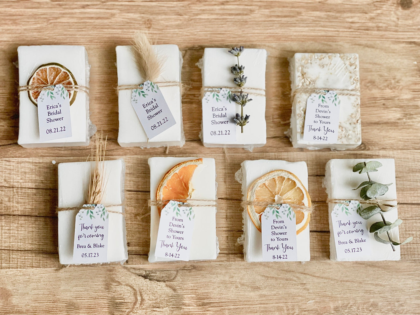 Soap Favors – Set of 8 – Wedding, Bridal Shower, or Baby Shower – Handmade with Essential Oils + Custom Tags – Guest Thank You Gifts