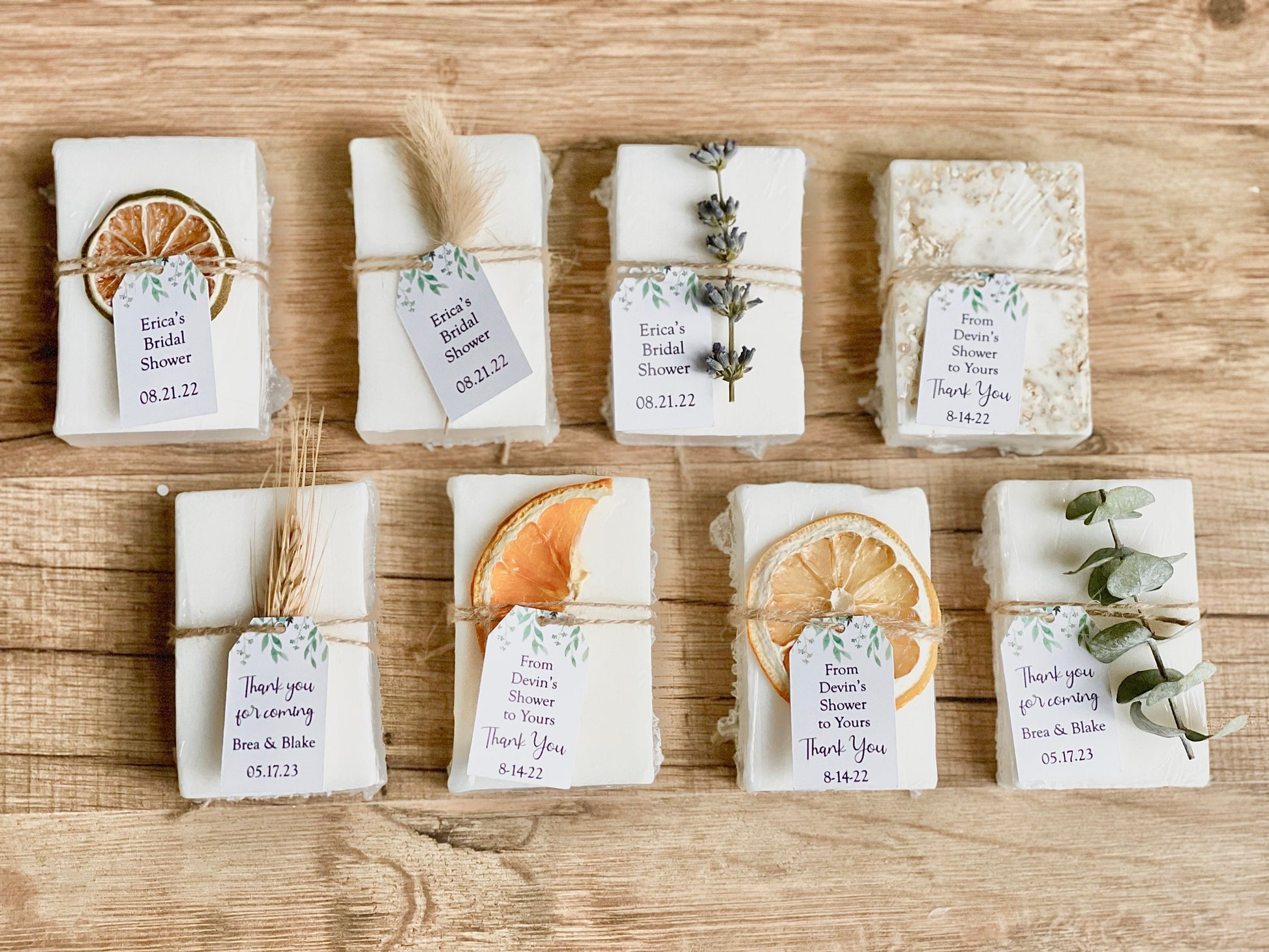 Soap Favors – Set of 8 – Wedding, Bridal Shower, or Baby Shower – Handmade with Essential Oils + Custom Tags – Guest Thank You Gifts