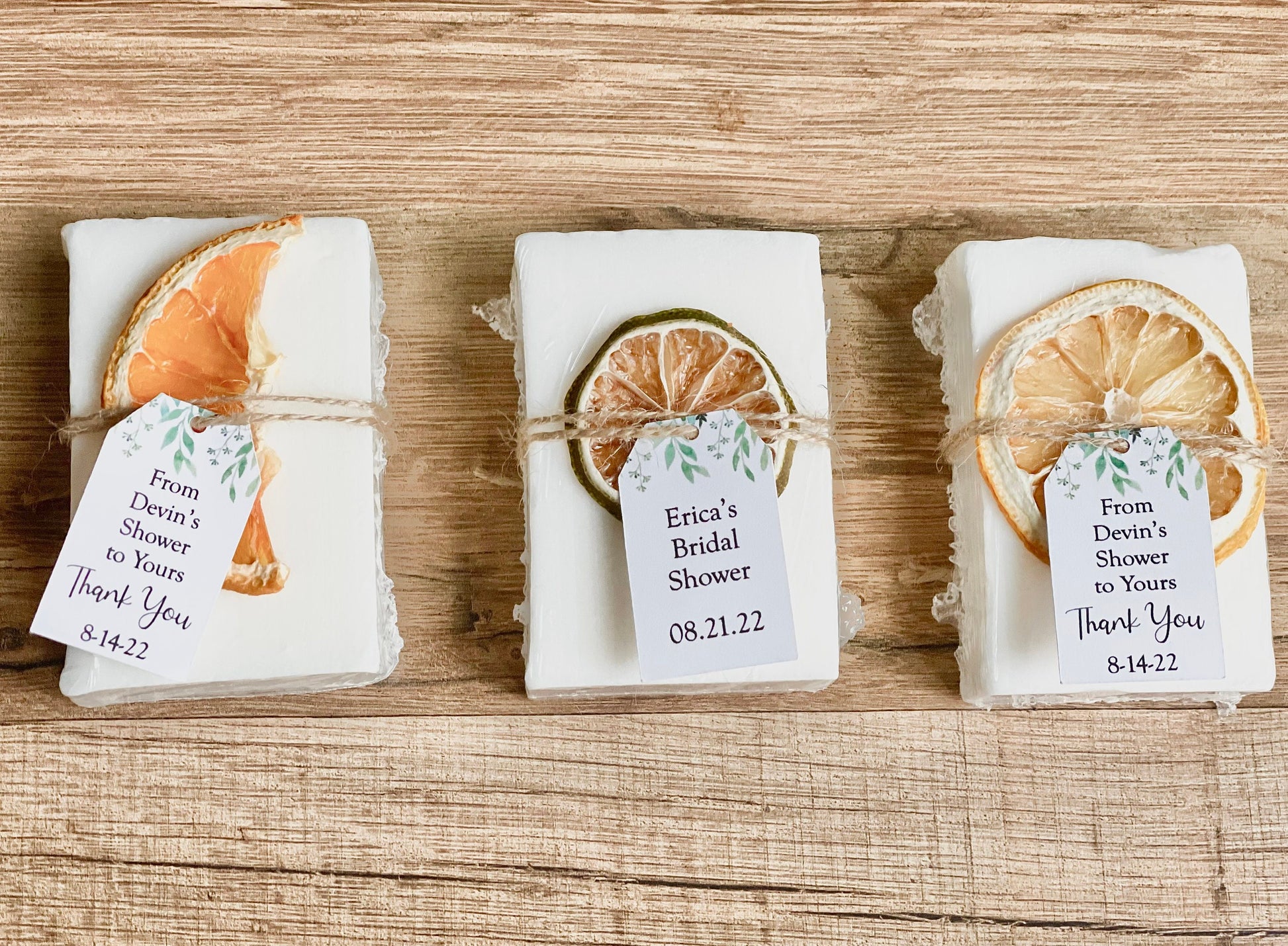 Essential Oil Soap Bridal Shower Soap Favors for Guests with Greenery Tag set of 8