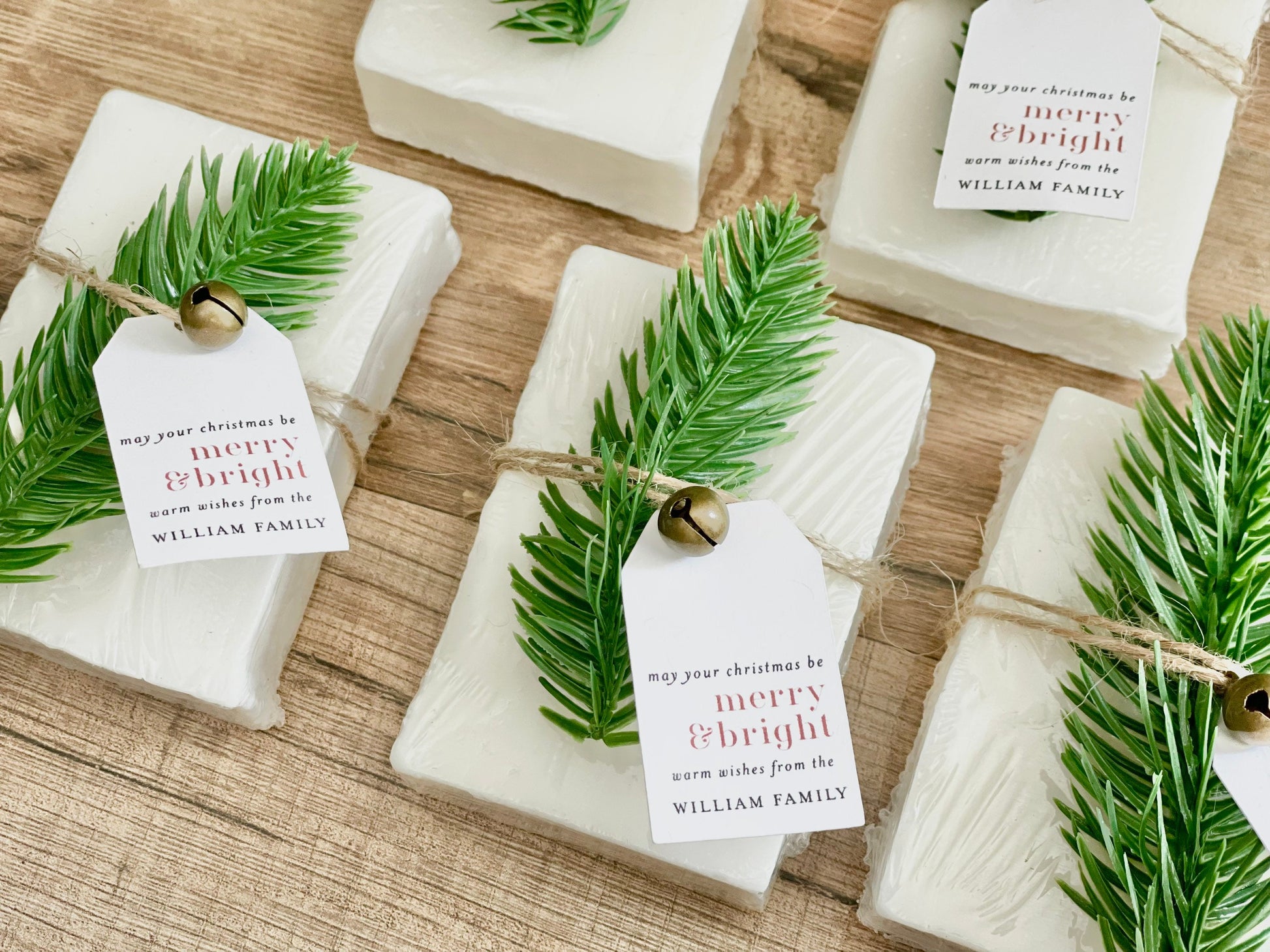 Personalized Christmas Soap Favors – Set of 8 Handmade Holiday Soaps | Stocking Stuffer Gifts | Christmas Party Favors