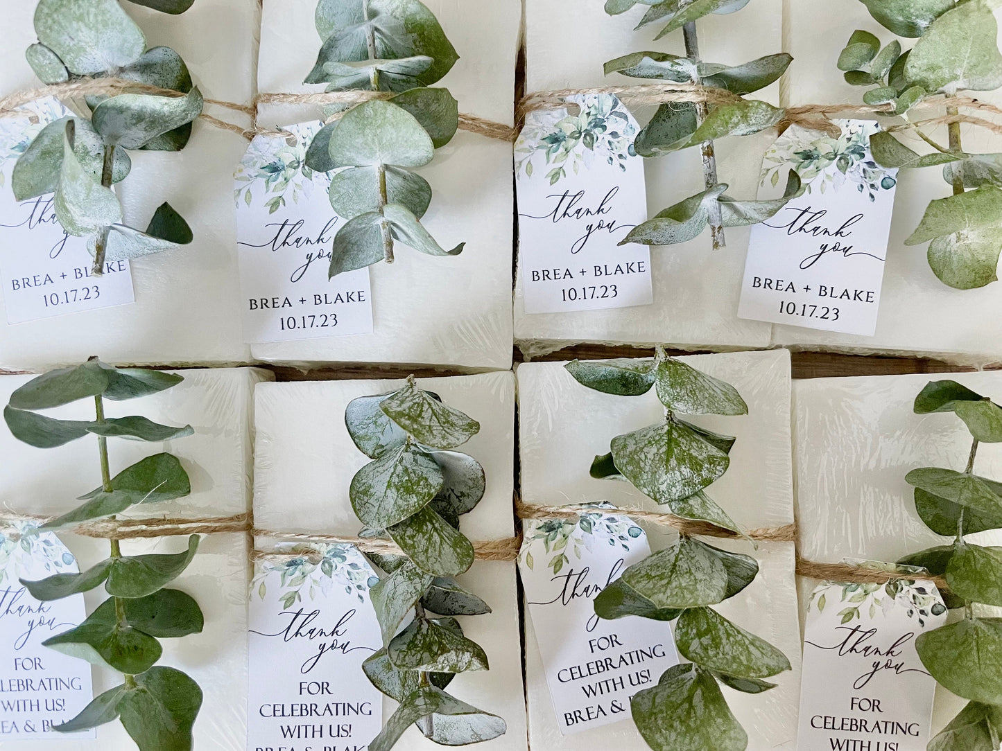 Handmade Eucalyptus Soap Favors (Set of 8) - Personalized Wedding & Bridal Shower