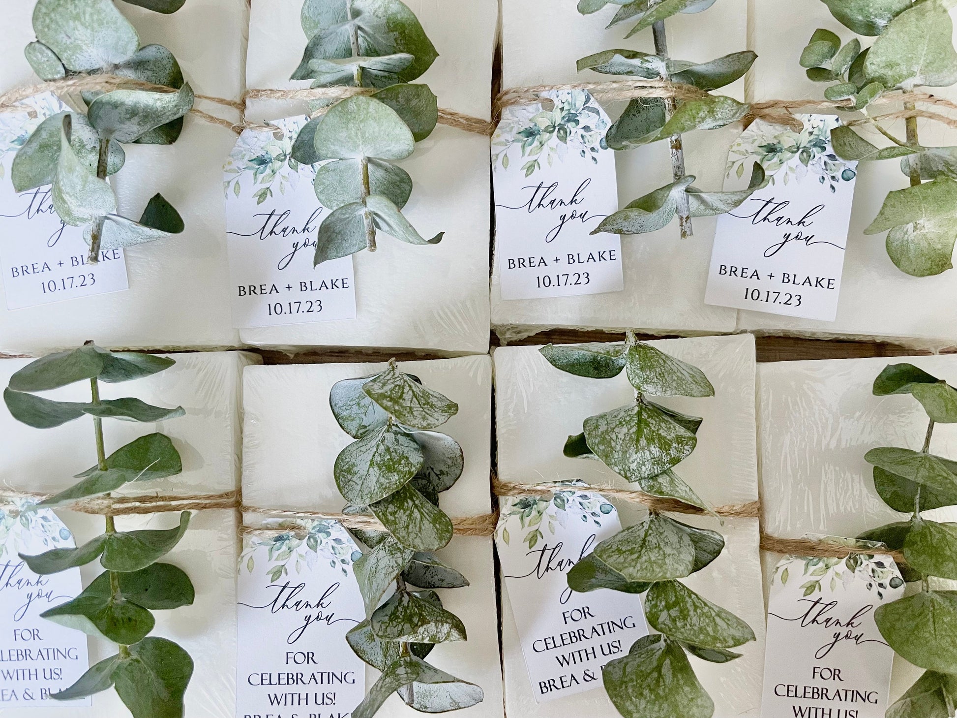 Handmade Eucalyptus Soap Favors (Set of 8) - Personalized Wedding & Bridal Shower