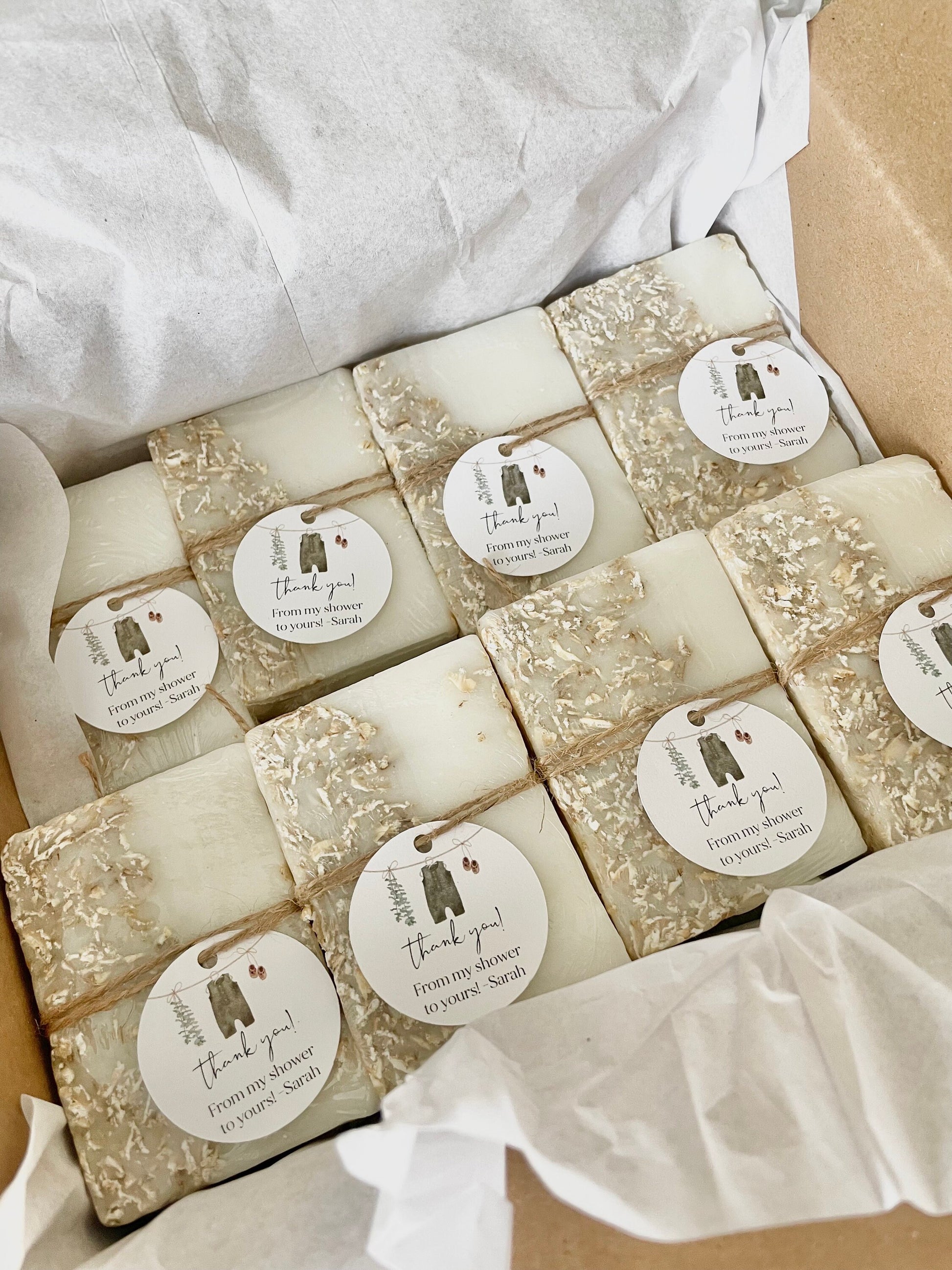 Girl Baby Shower Favors: Handmade Essential Oil Soap Bars - Set of 8