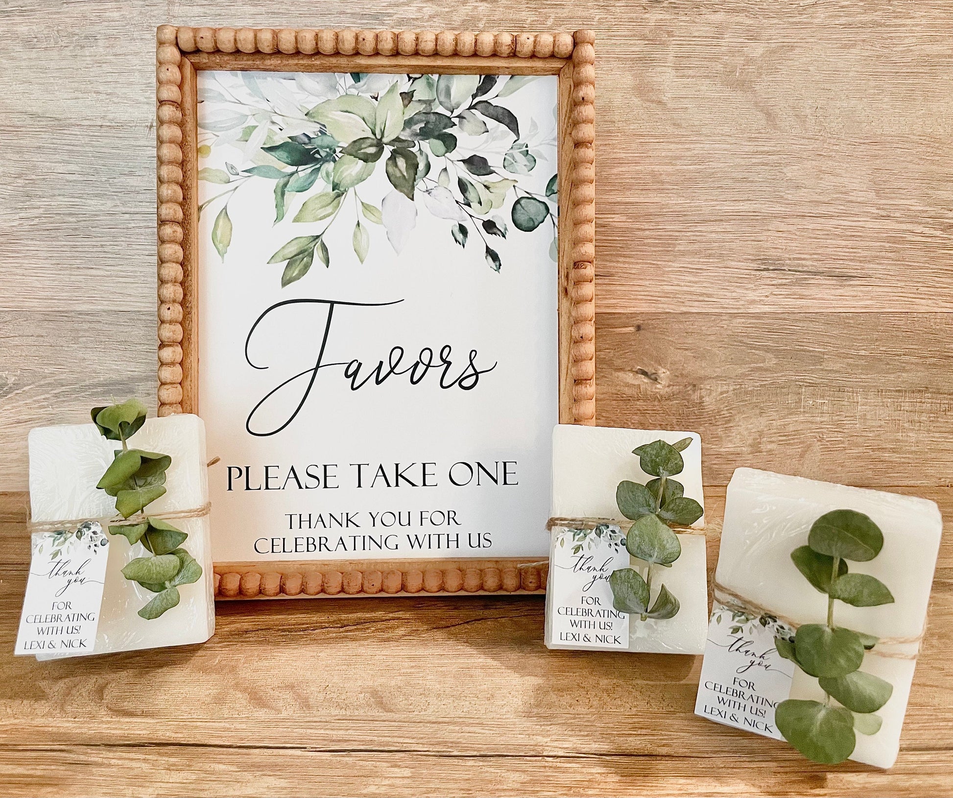 Handmade Eucalyptus Soap Favors (Set of 8) - Personalized Wedding & Bridal Shower