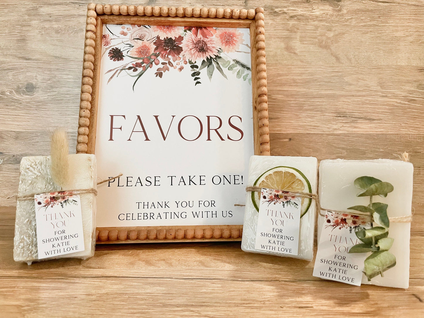 Printed Favor Sign for Pink Terracotta Floral Greenery Bridal Shower Baby Shower Favors