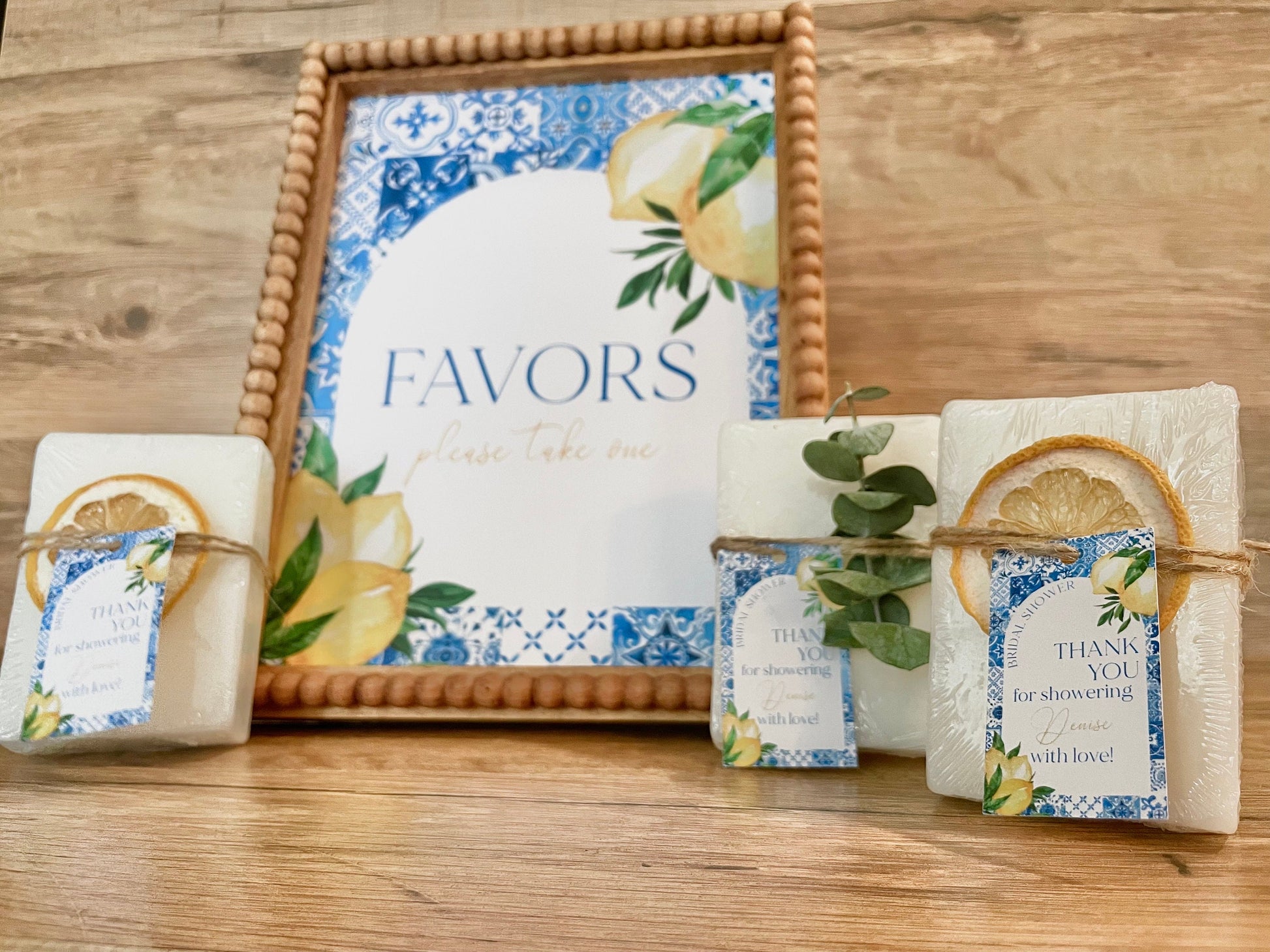 Printed Favor Sign for Amalfi Italy Greece Lemon Bridal Shower