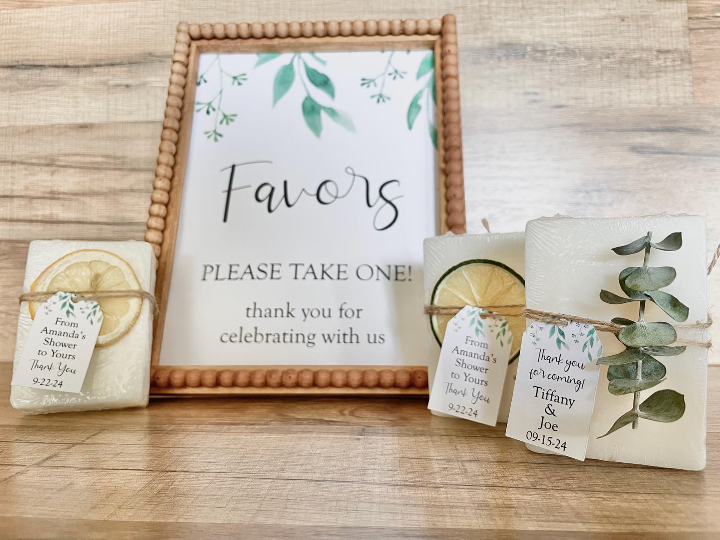 Essential Oil Soap Bridal Shower Soap Favors for Guests with Greenery Tag set of 8