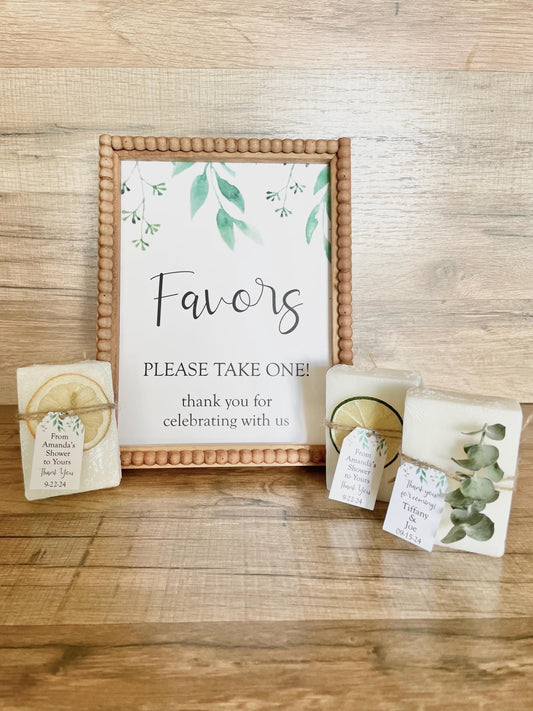 Printed Favor Sign for Eucalyptus Greenery Bridal Shower Wedding Baby Shower
