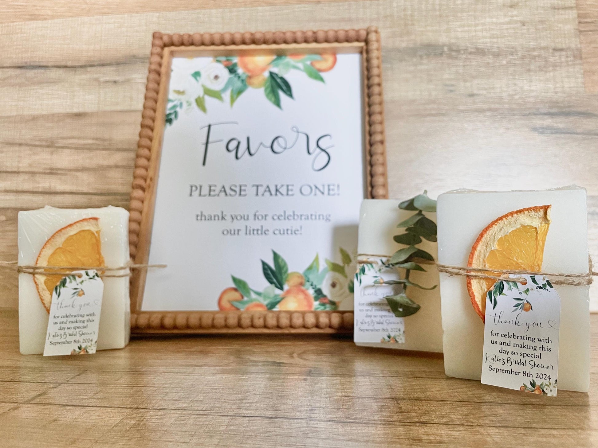 Printed Favor Sign for Orange Cutie Baby Shower or Bridal Shower