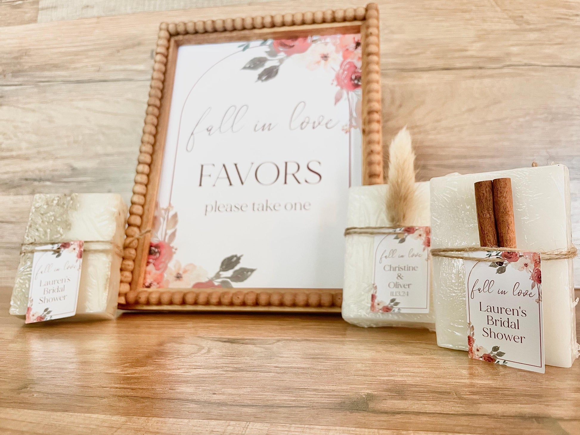 Printed Favor Sign for Fall in Love Themed Bridal Shower