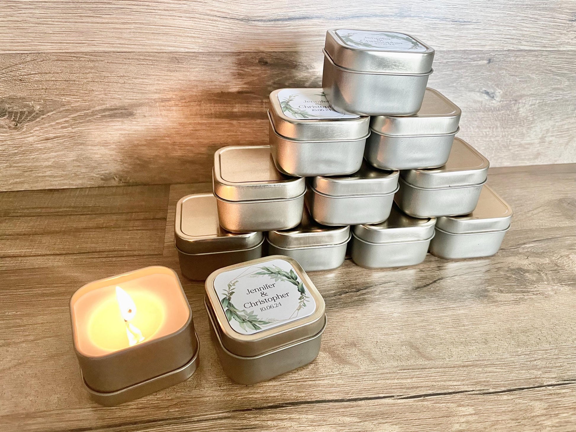 Gold Mini Candle, Bridal Shower Favors for Guests, Candle Wedding Favors for Guests, Personalized Bulk Favors, Custom Wedding Candles